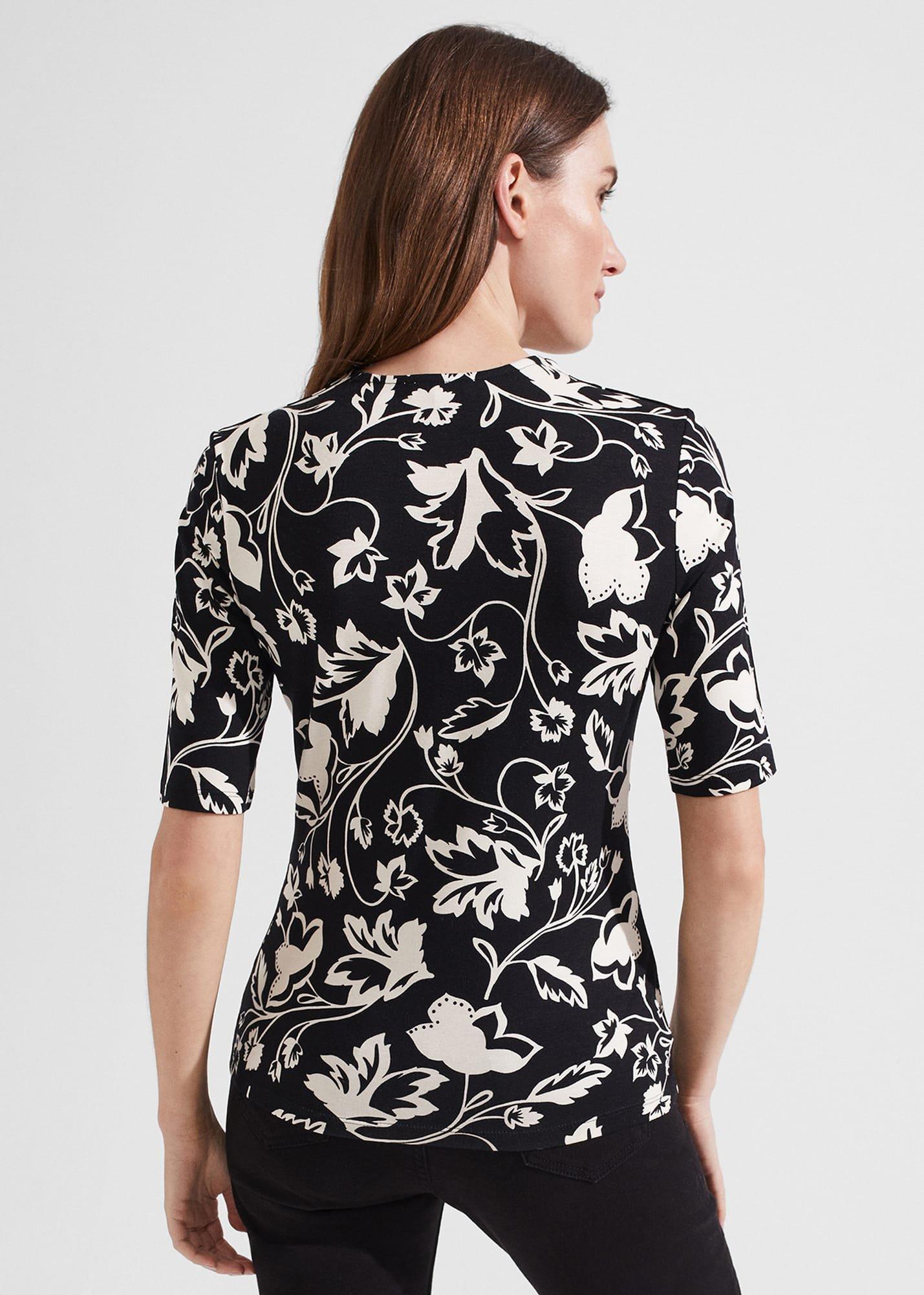 Frankie Printed Top, Black Ivory, hi-res