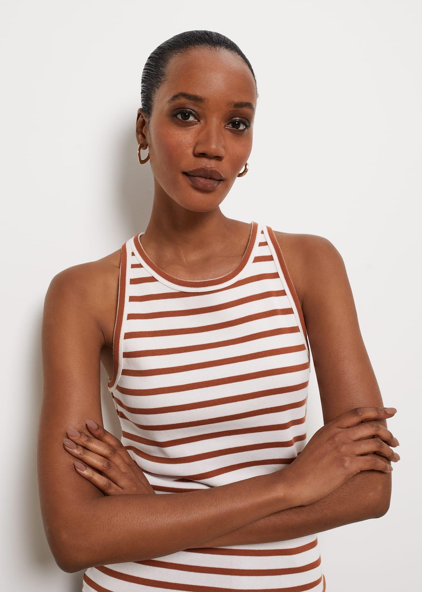 Cecil Cotton Vest, White Toffee, hi-res