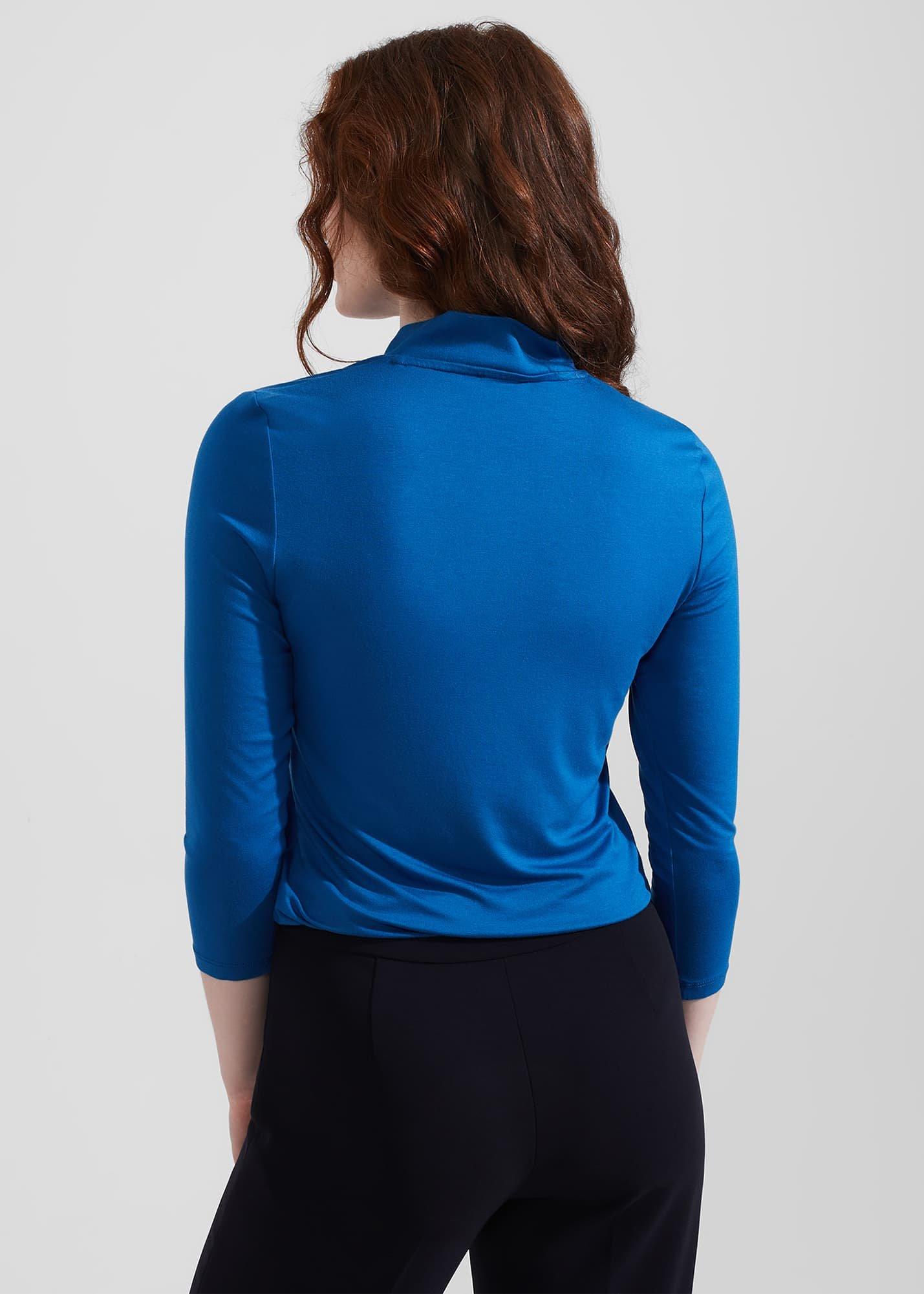 Alba Tie Neck Top, Electric Blue, hi-res