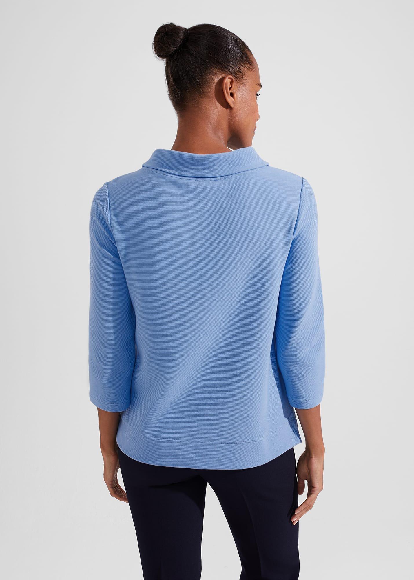 Betsy Textured Top With Cotton , Antique Blue, hi-res
