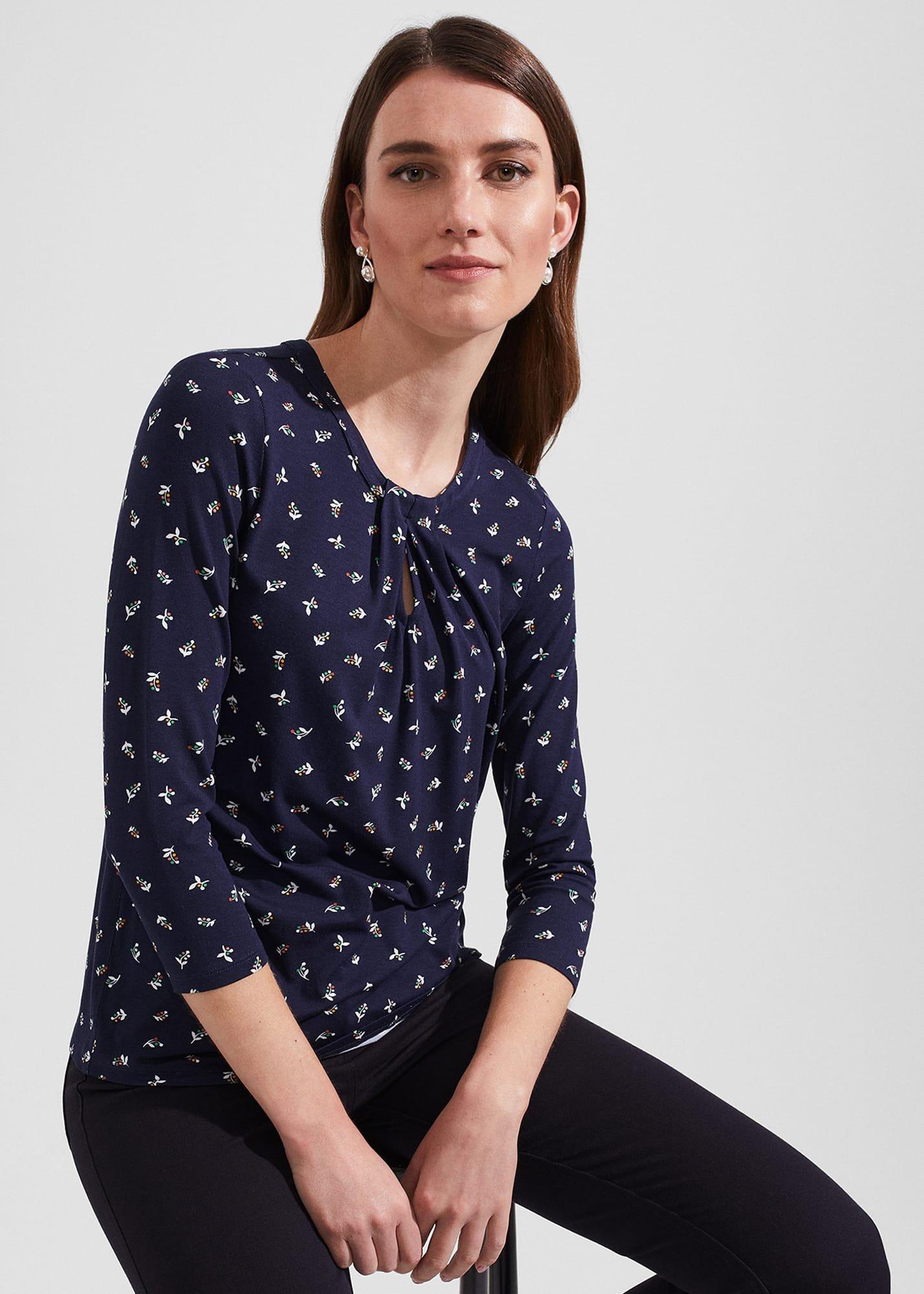 Julia Printed Top, Navy Multi, hi-res