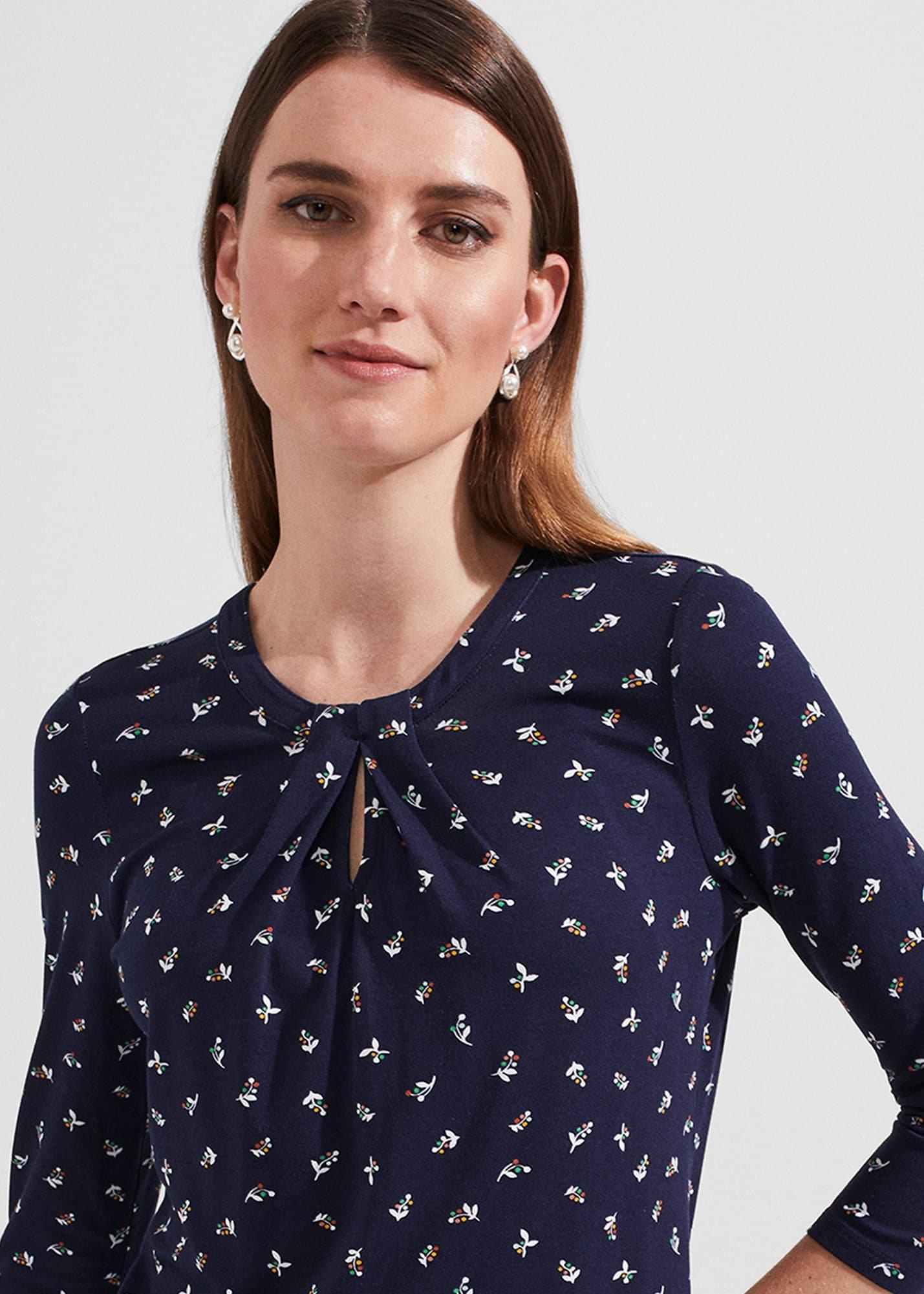 Julia Printed Top, Navy Multi, hi-res