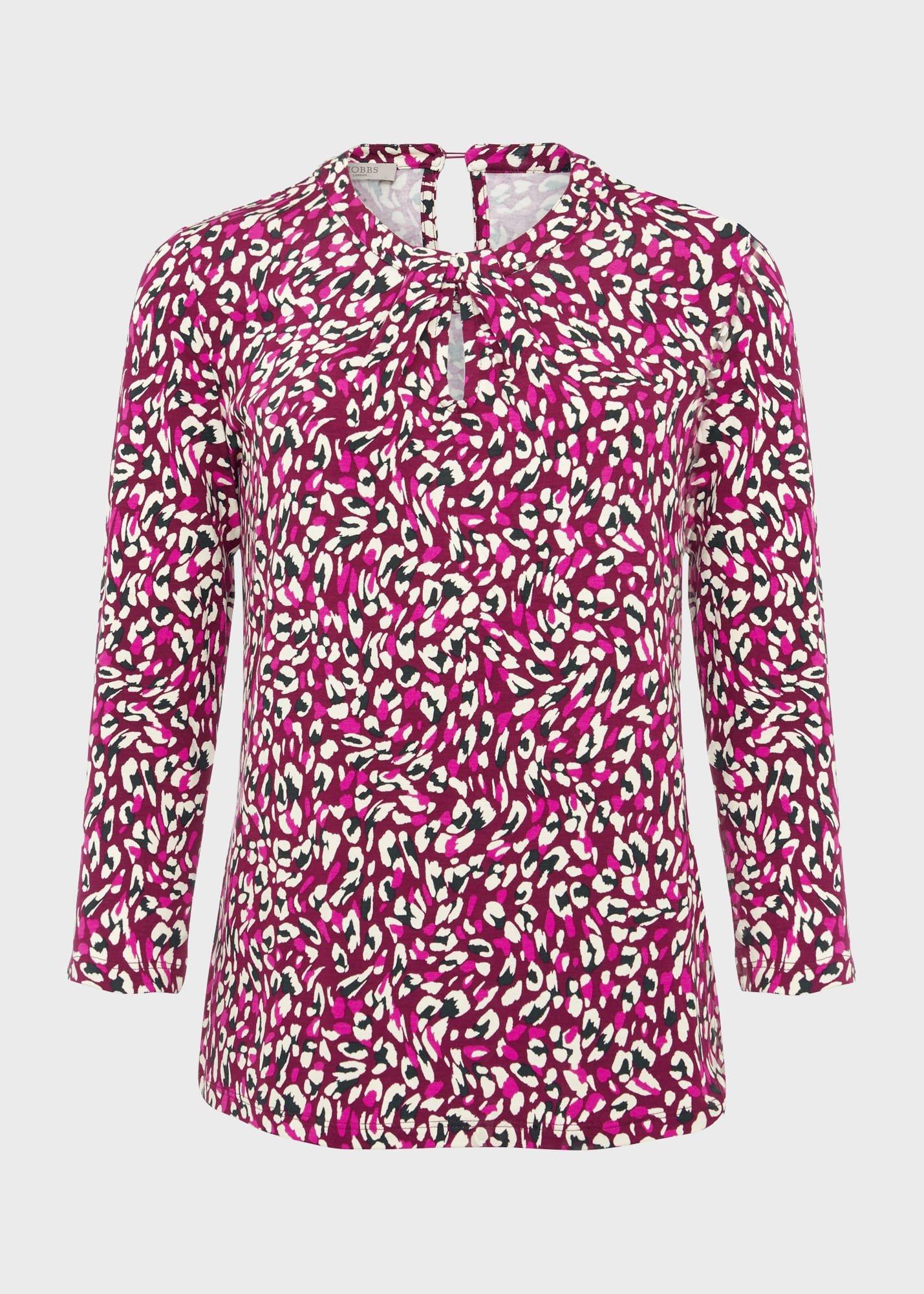 Julia Printed Top, Plum Pink Multi, hi-res