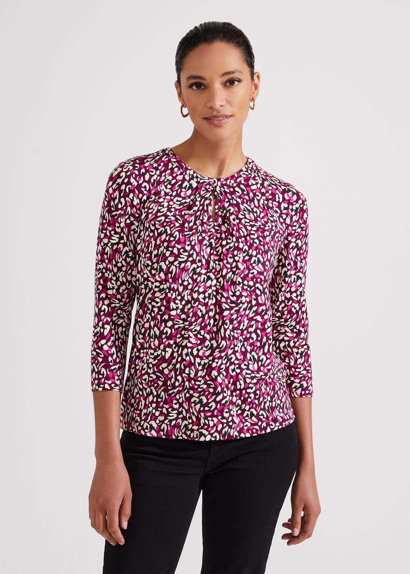 Julia Printed Top, Plum Pink Multi, hi-res