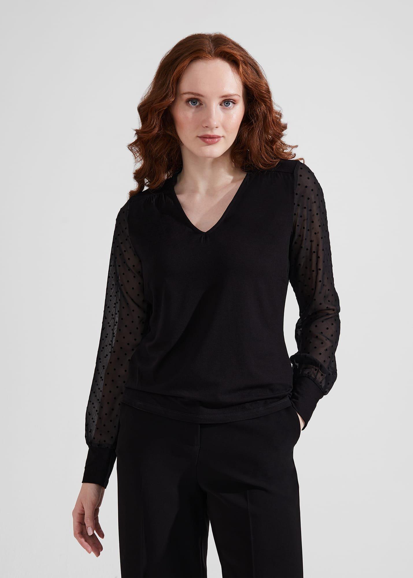 Louisa Dobby Top, Black, hi-res