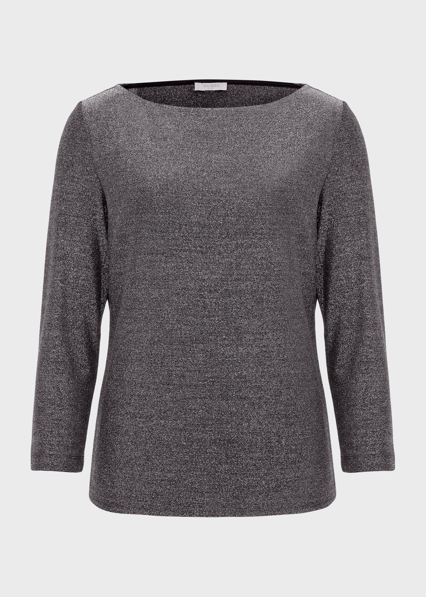 Sonya Sparkle Top, Black Silver, hi-res