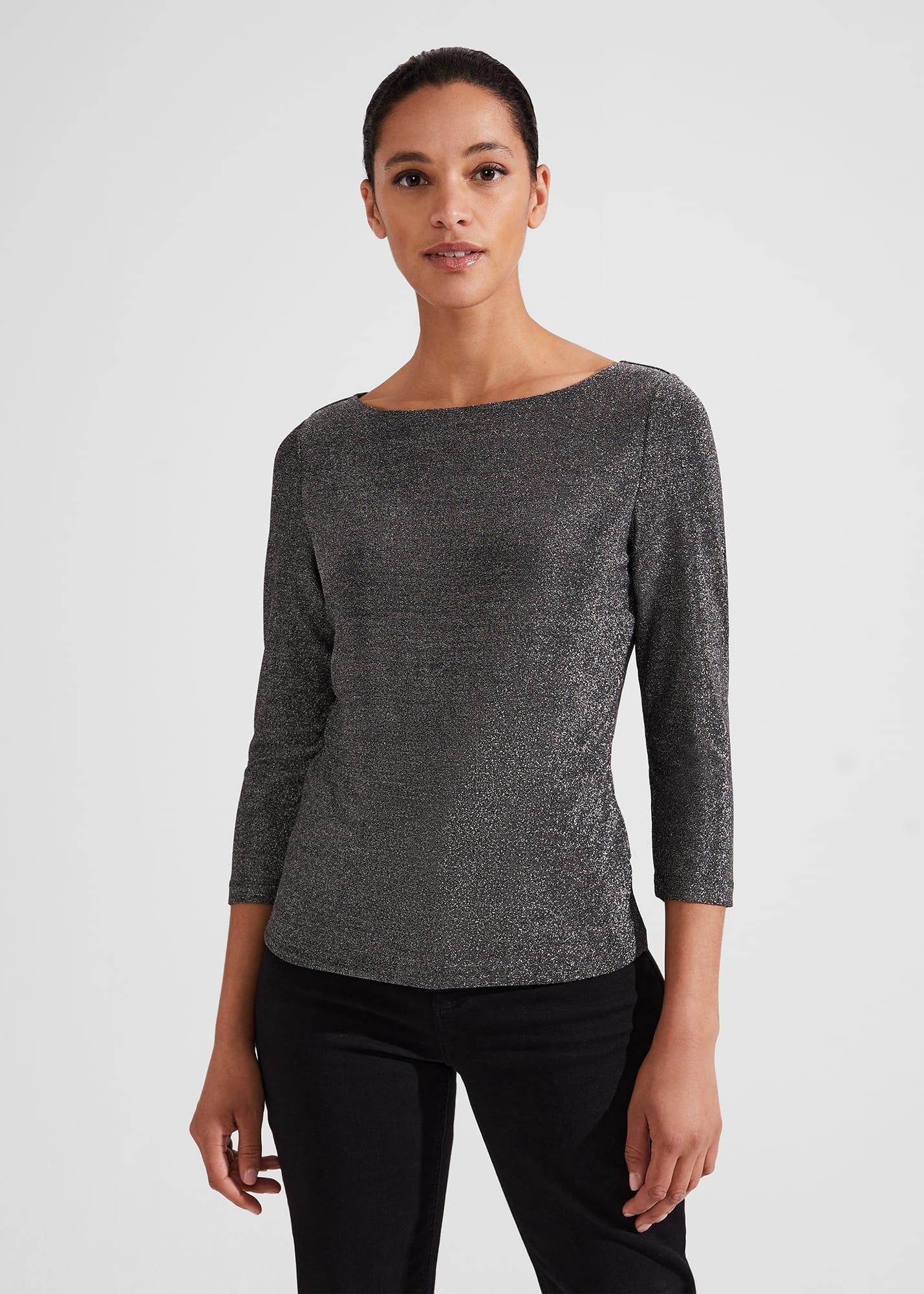 Sonya Sparkle Top, Black Silver, hi-res