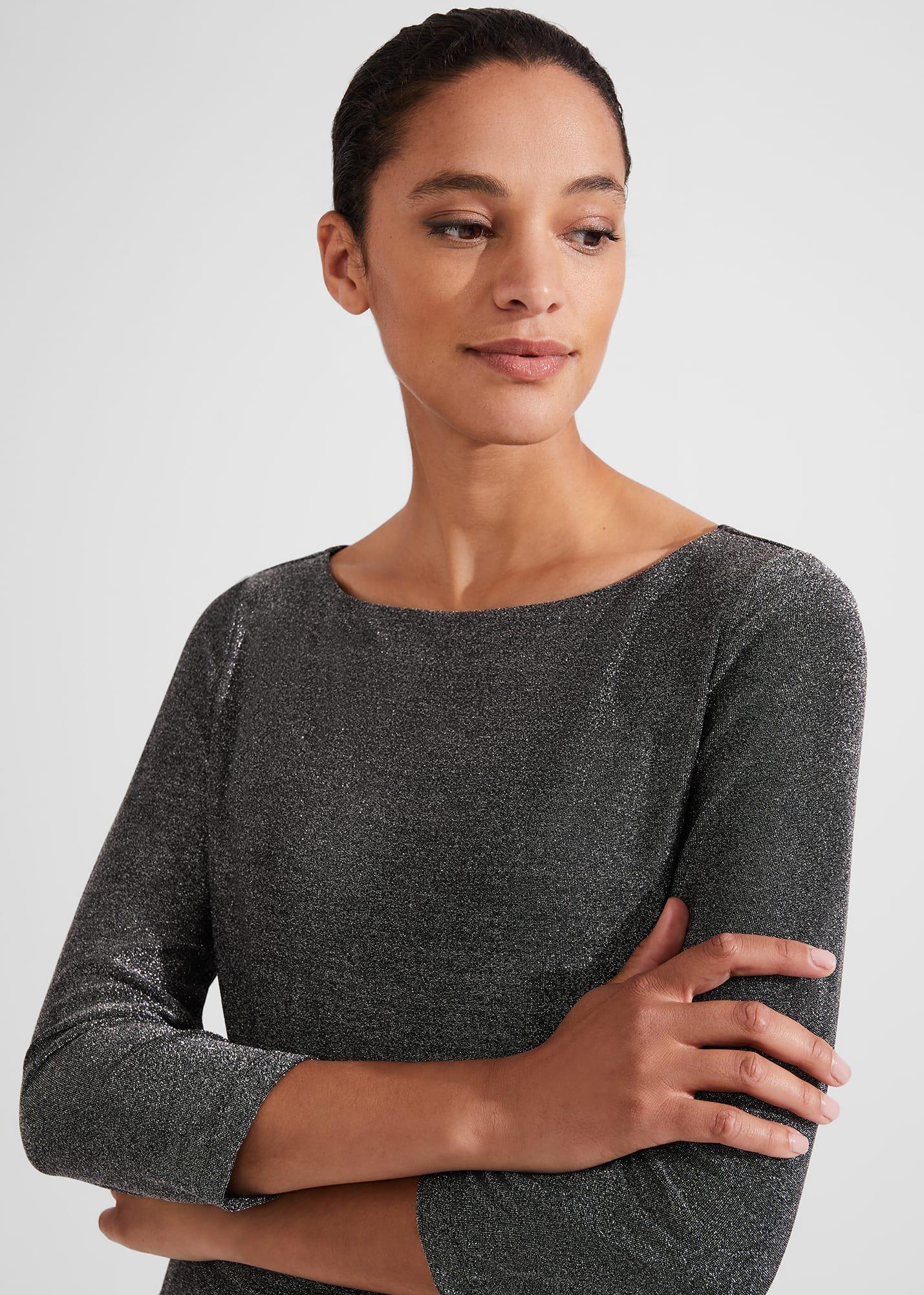 Sonya Sparkle Top, Black Silver, hi-res