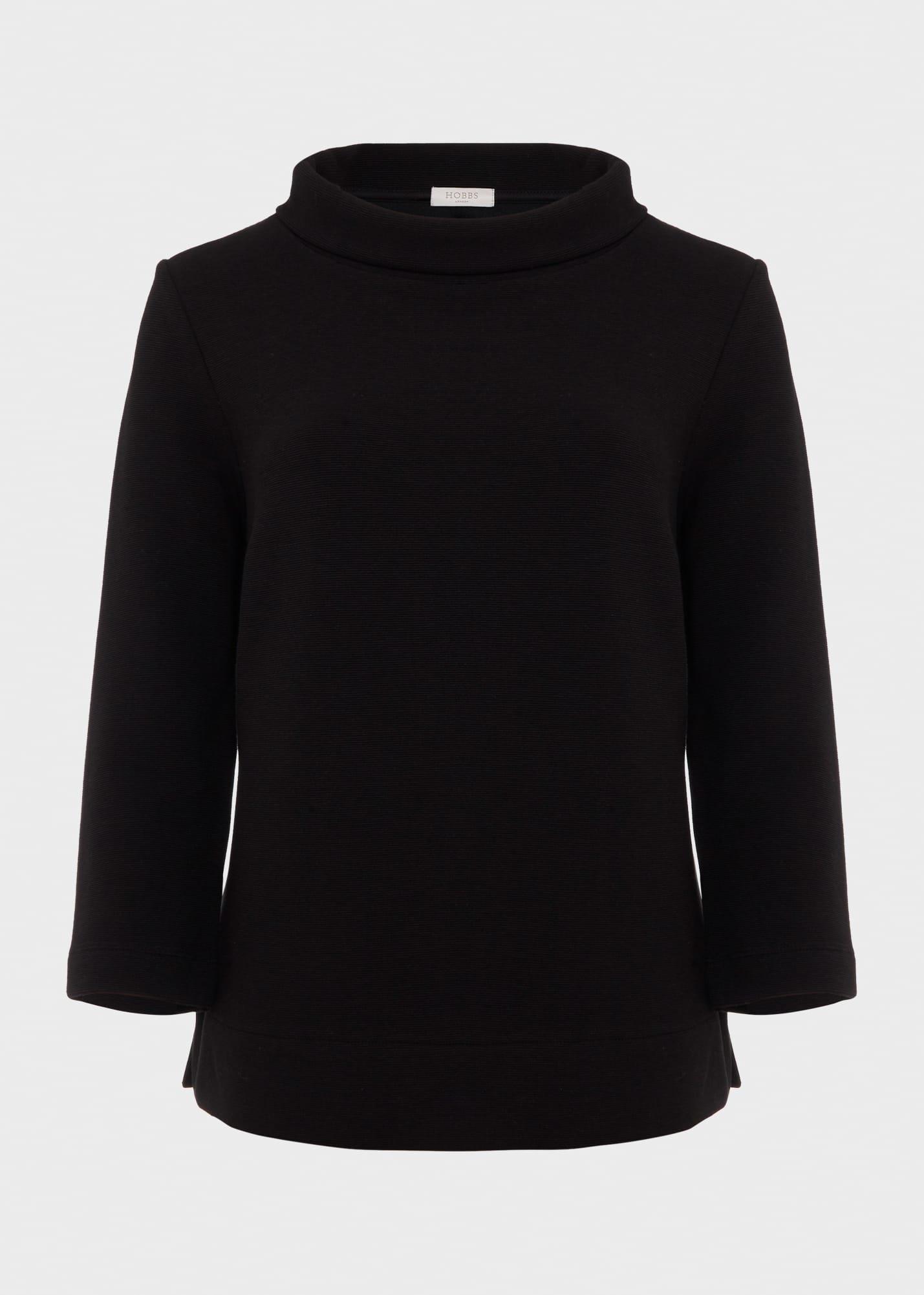 Betsy Textured Top With Cotton , Black, hi-res