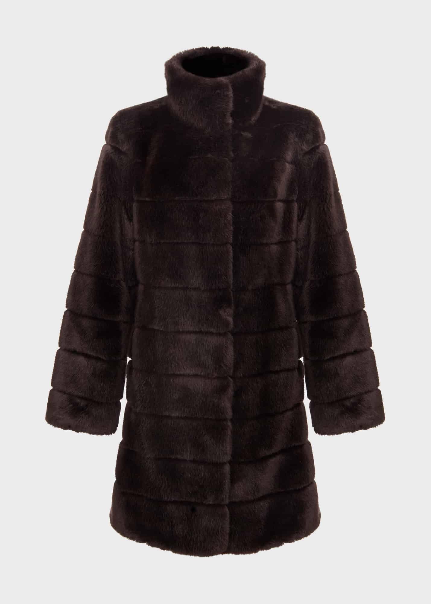 Petite Ros Faux Fur Coat, Chocolate, hi-res