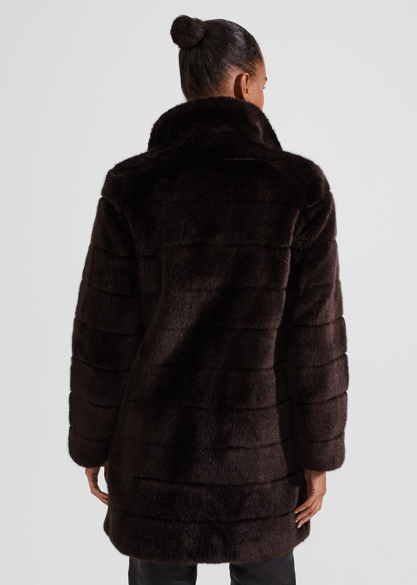 Petite Ros Faux Fur Coat, Chocolate, hi-res