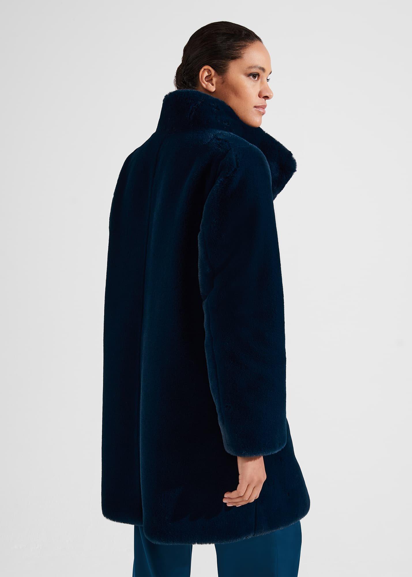 Petite Maddox Faux Fur Coat, Steel Blue, hi-res