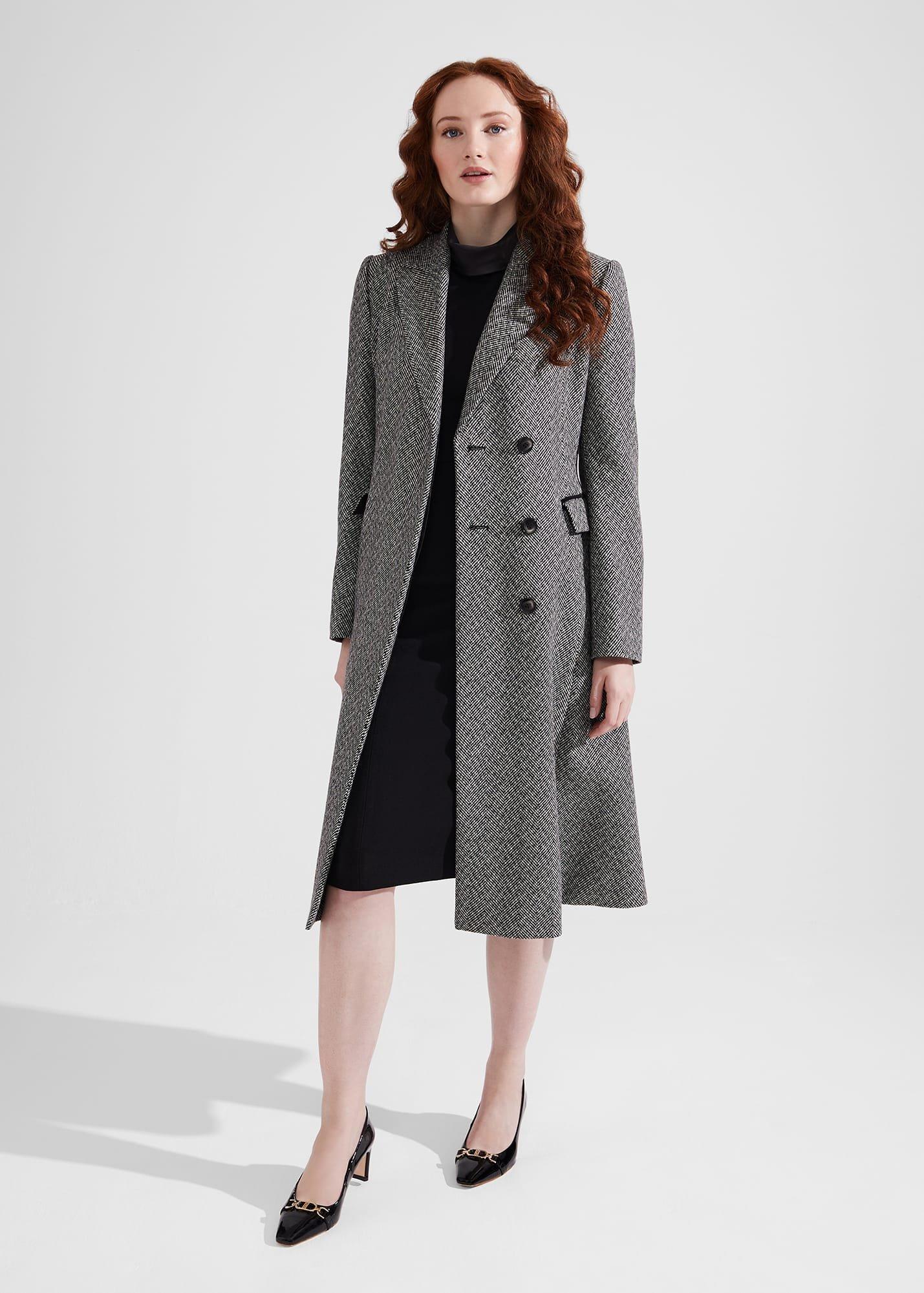 Sian Wool Blend Coat, Black Ivory, hi-res