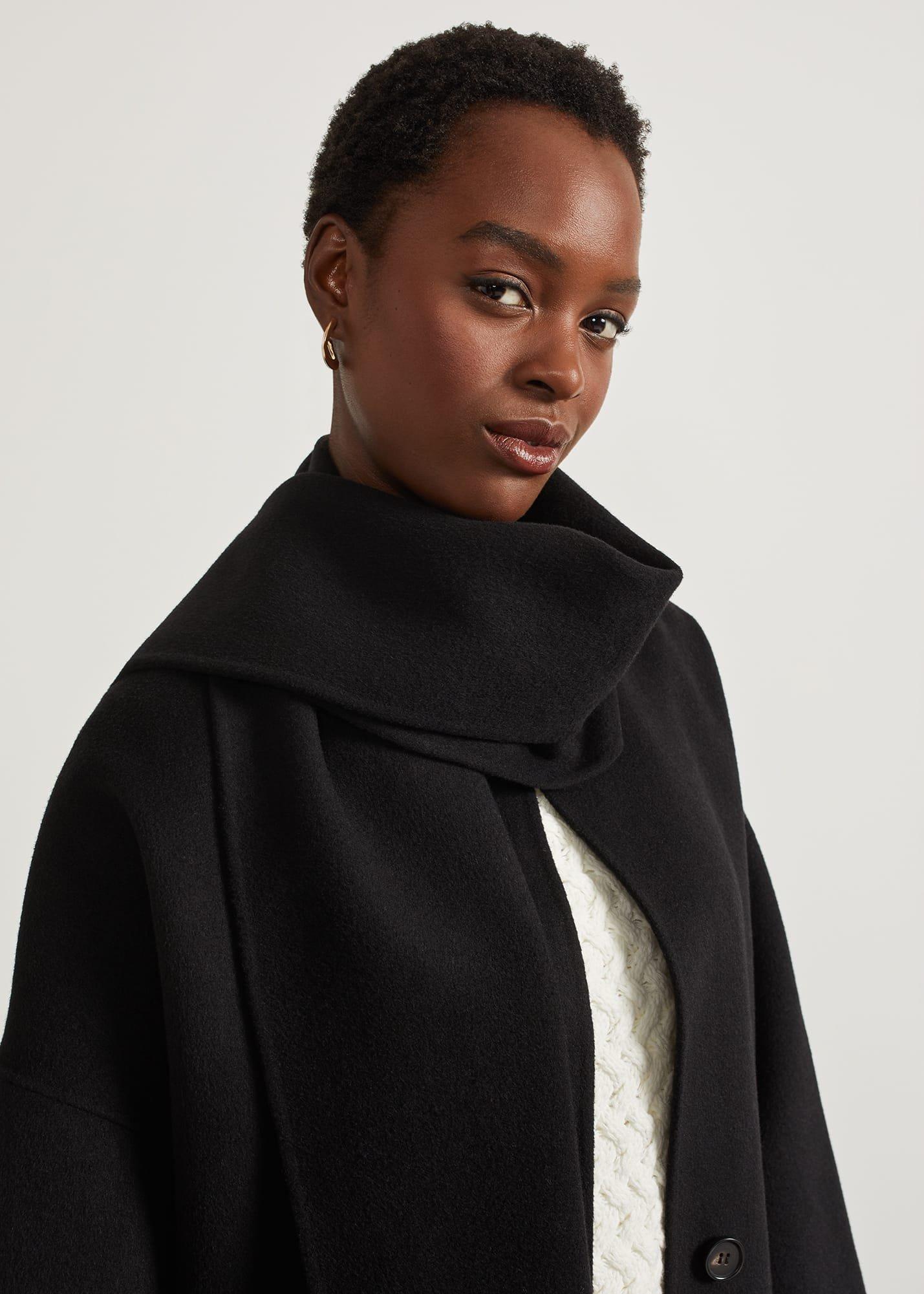 Hadley Scarf Coat, Black, hi-res