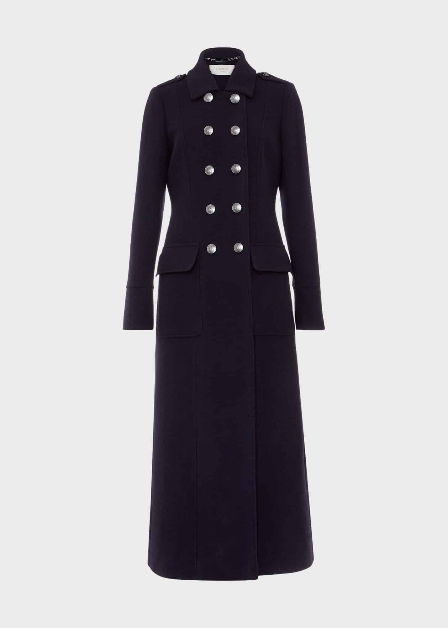 Iris Italian Wool Maxi Coat, Navy, hi-res