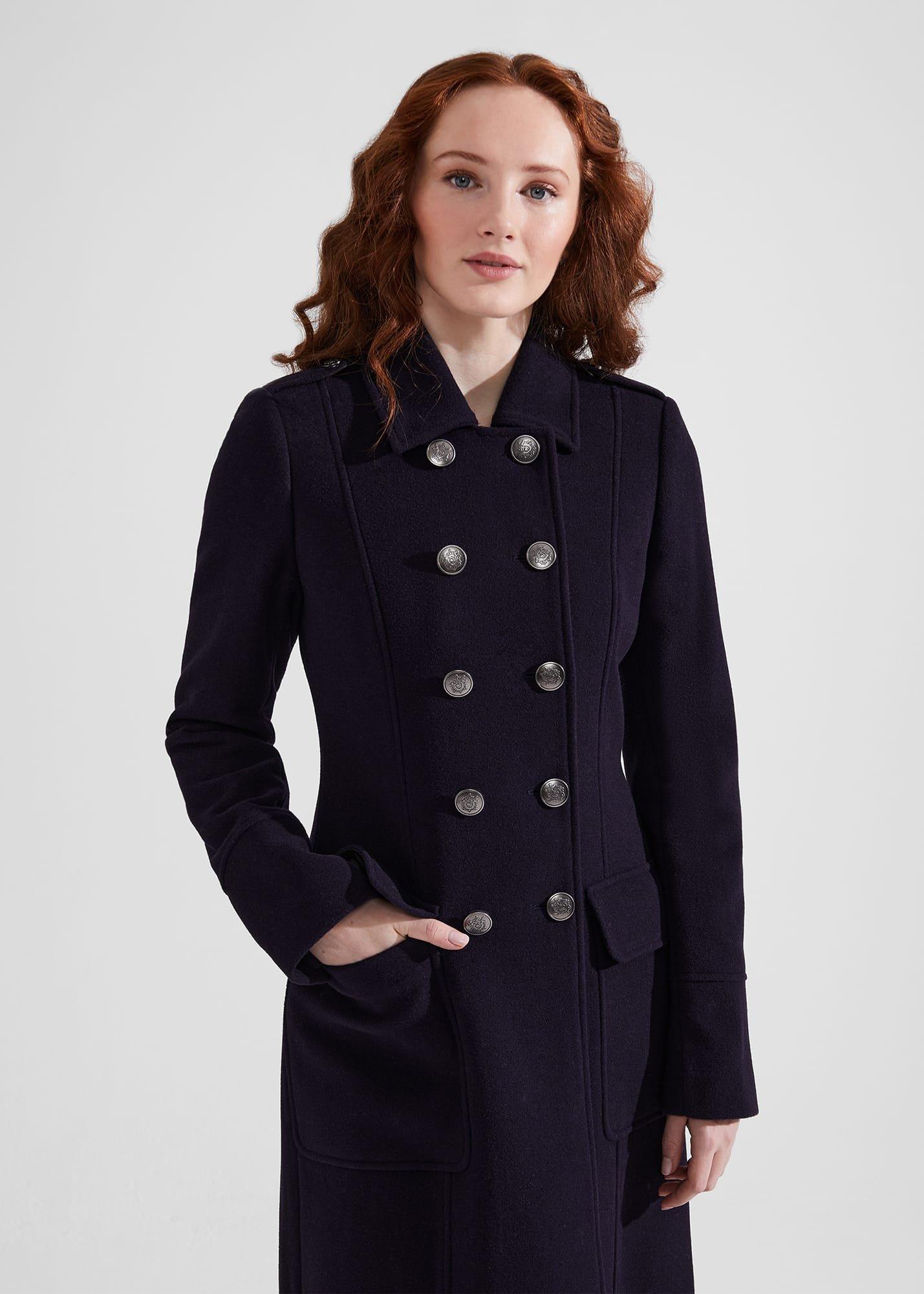 Iris Italian Wool Maxi Coat, Navy, hi-res