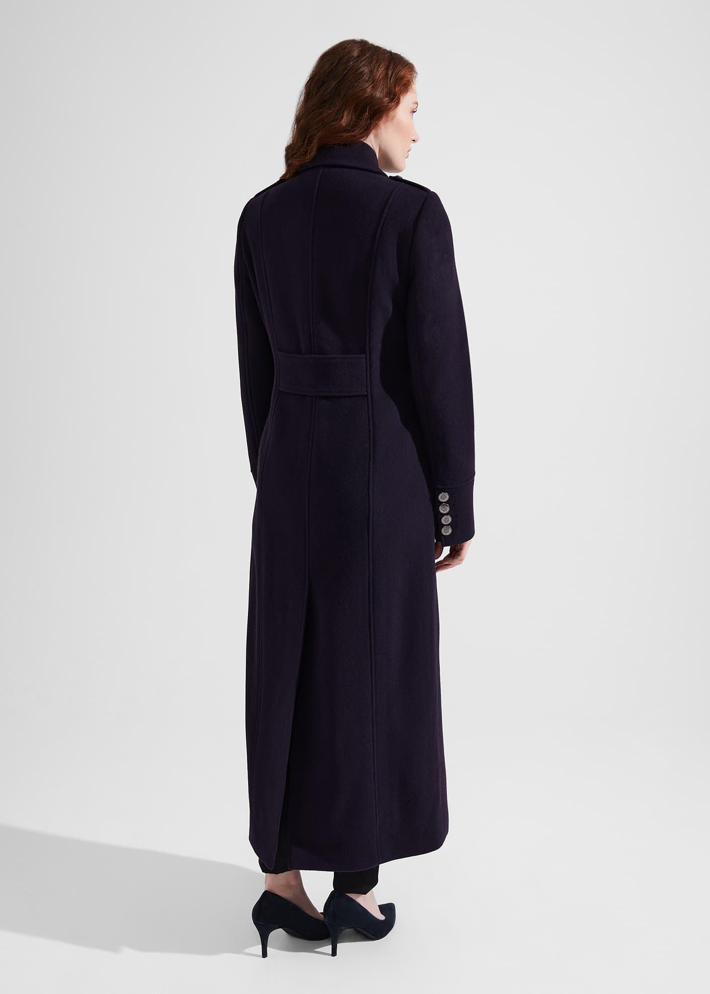 Iris Italian Wool Maxi Coat, Navy, hi-res