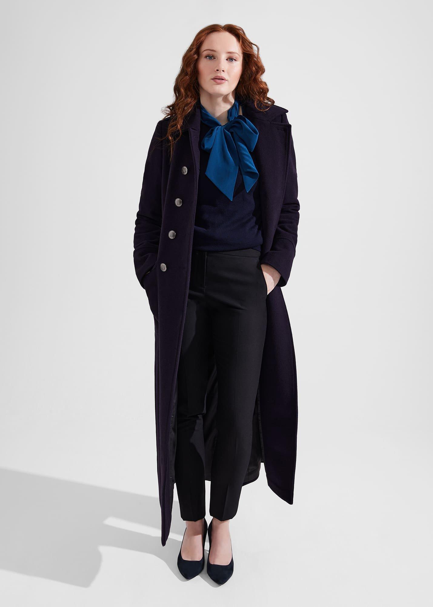 Iris Italian Wool Maxi Coat, Navy, hi-res