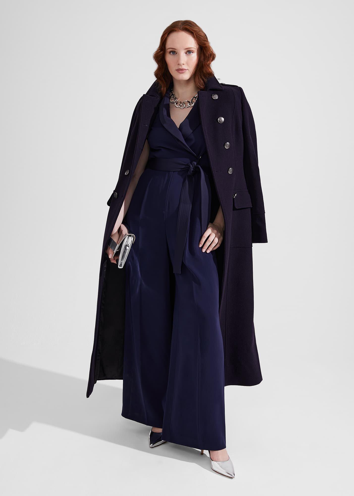 Iris Italian Wool Maxi Coat, Navy, hi-res