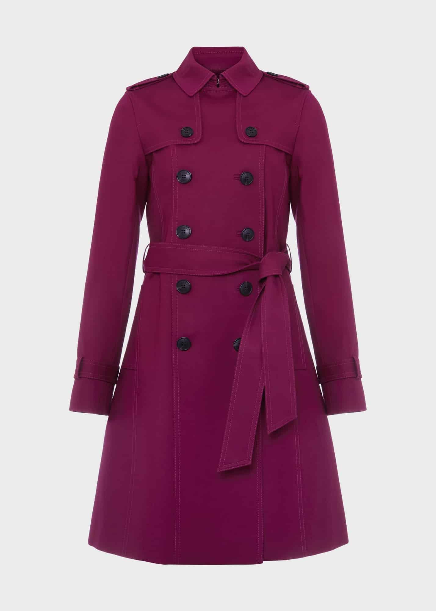 Petite Saskia Trench, Warm Plum, hi-res