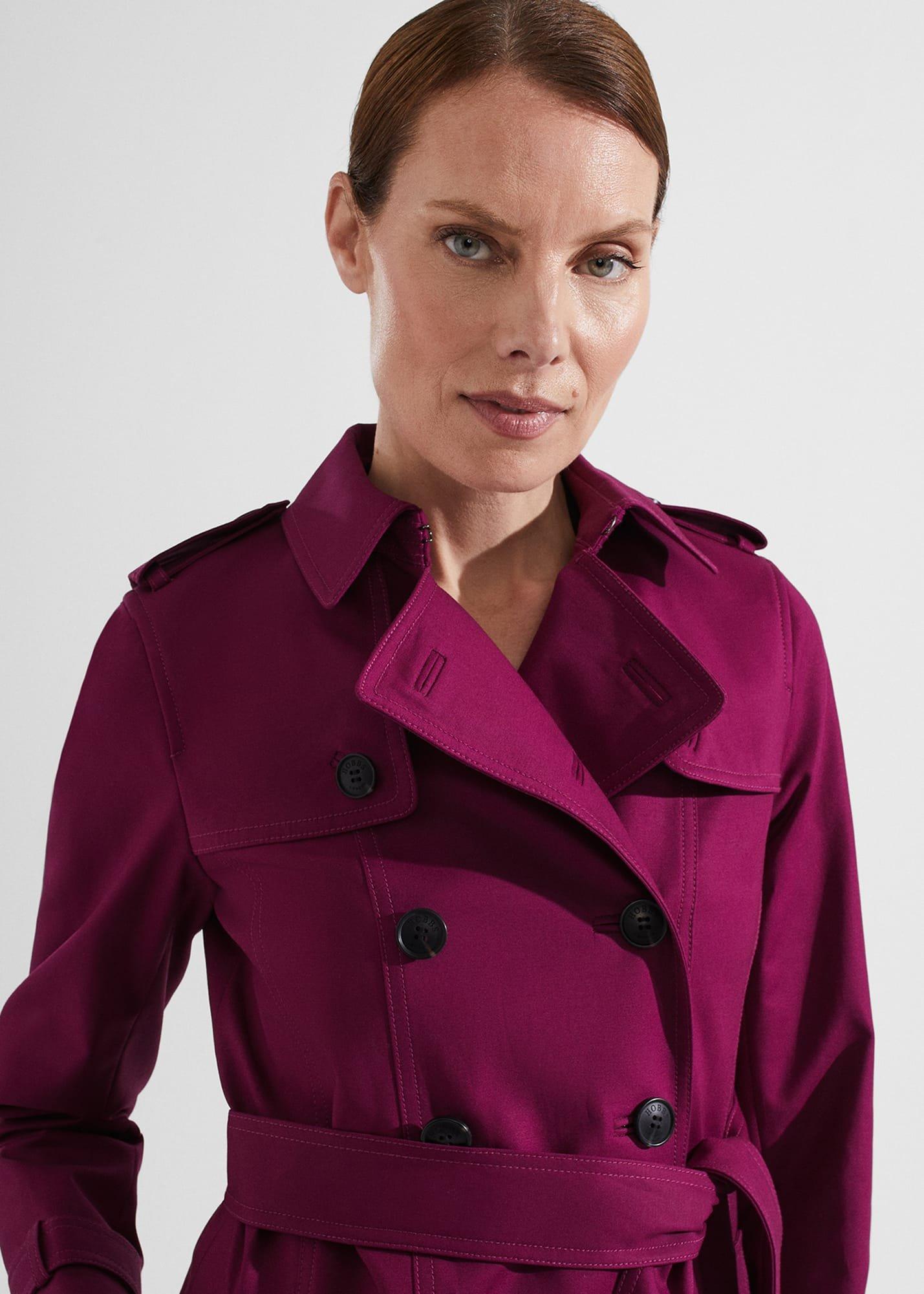 Petite Saskia Trench, Warm Plum, hi-res