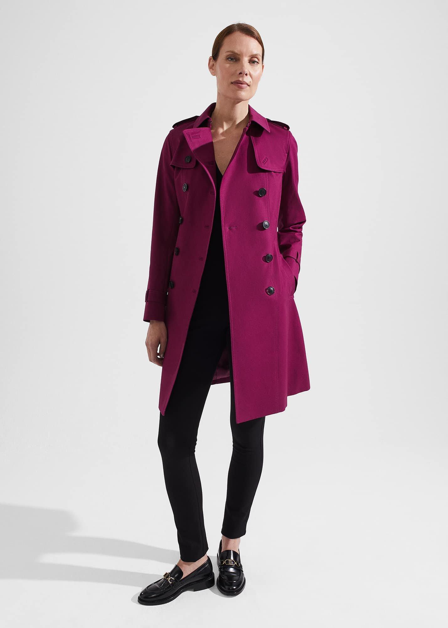 Petite Saskia Trench, Warm Plum, hi-res