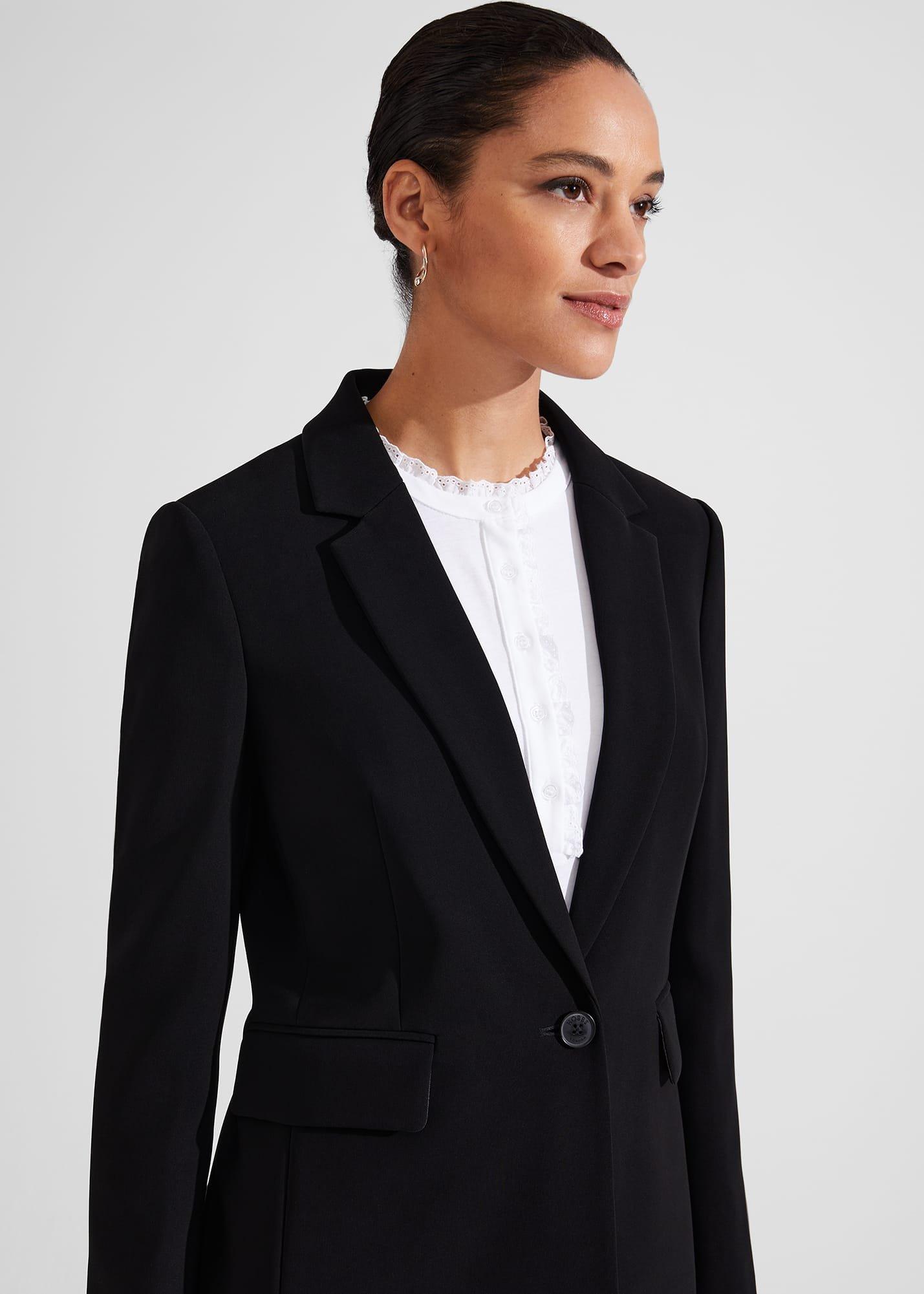 Mel Longline Jacket, Black, hi-res