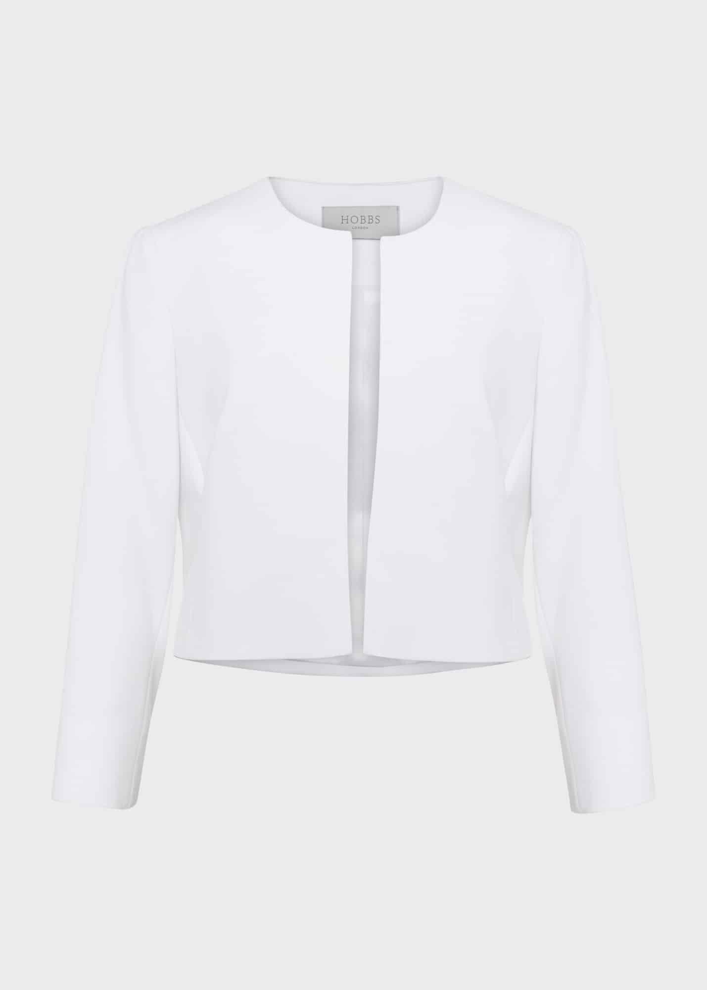 Elize Crepe Jacket, Ivory, hi-res