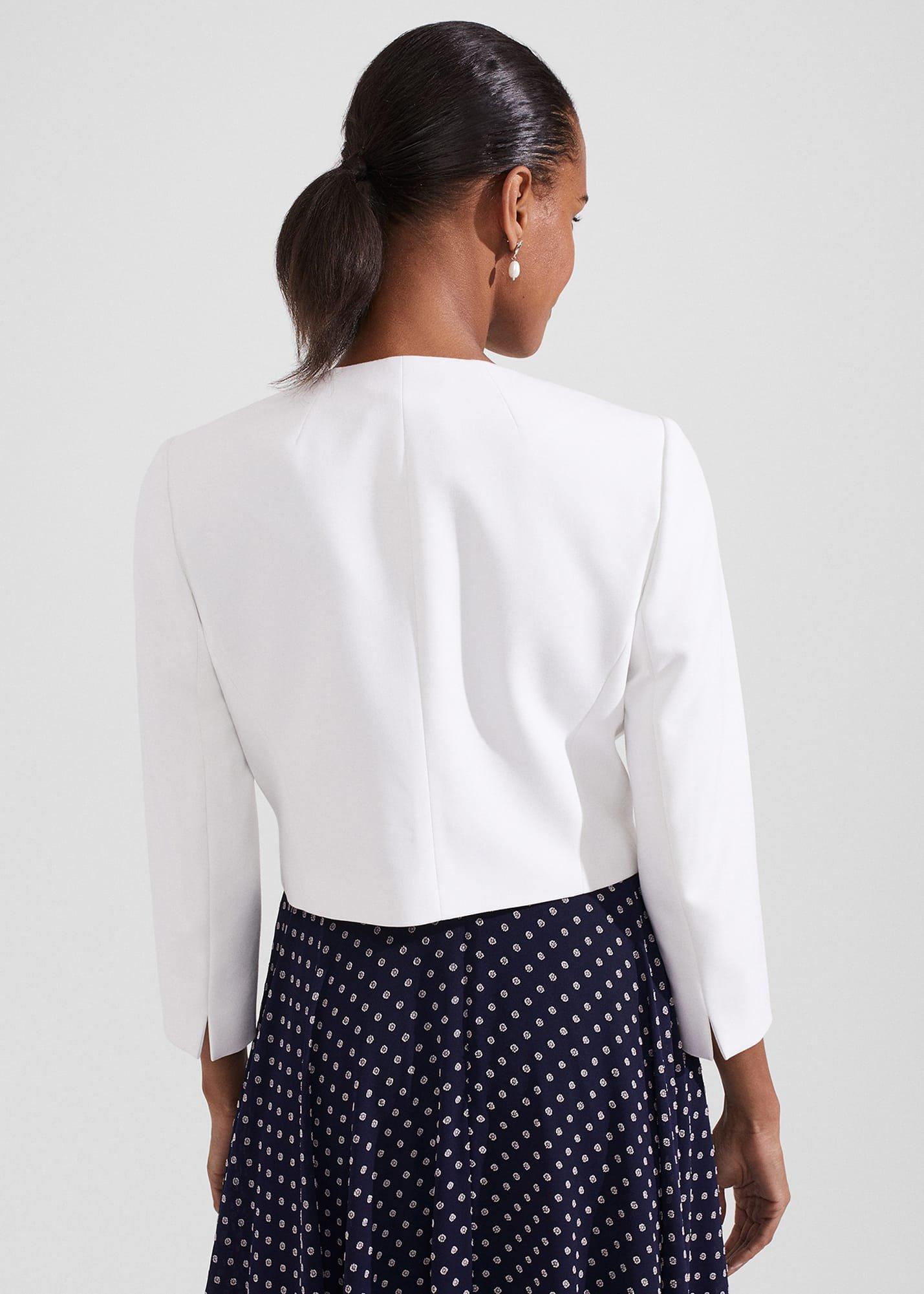 Elize Crepe Jacket, Ivory, hi-res