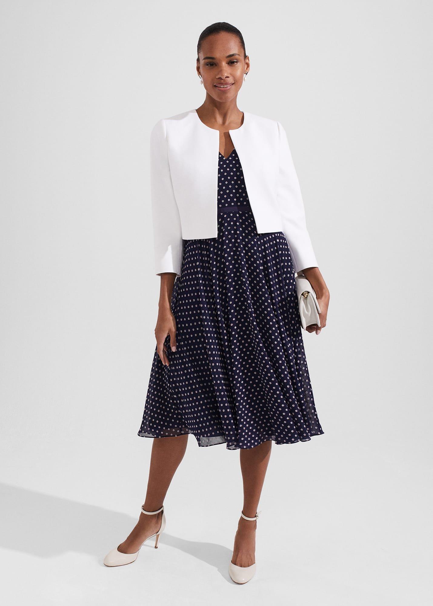 Elize Crepe Jacket, Ivory, hi-res