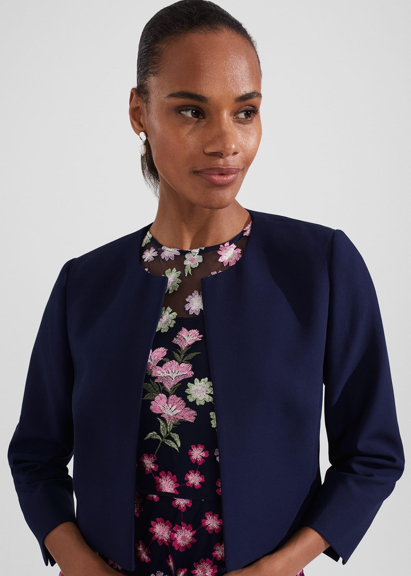 Elize Crepe Jacket, Midnight Navy, hi-res