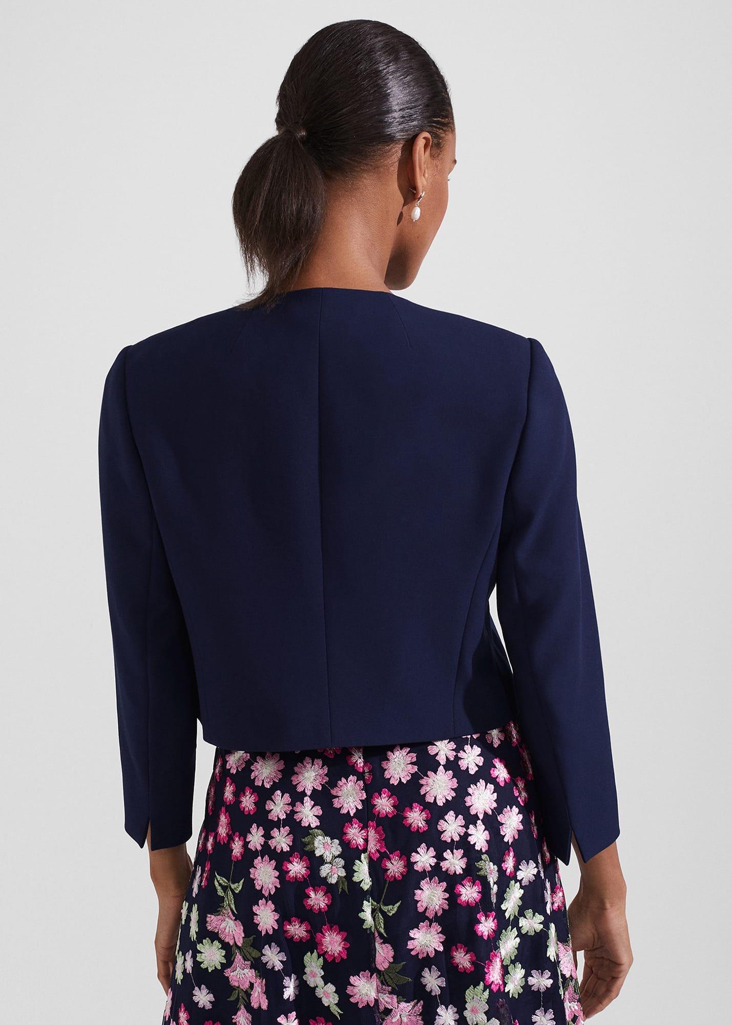 Elize Crepe Jacket, Midnight Navy, hi-res
