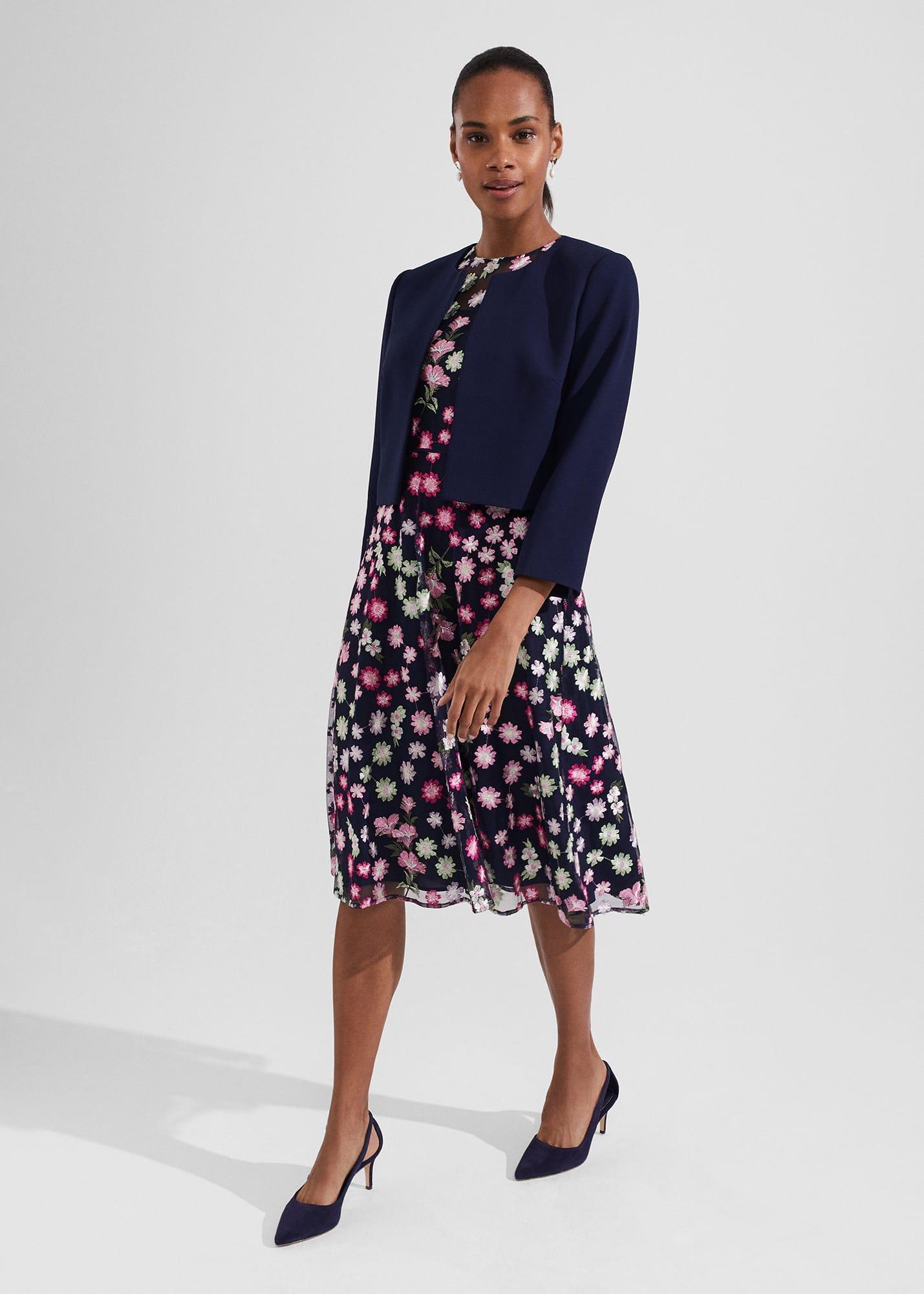 Elize Crepe Jacket, Midnight Navy, hi-res