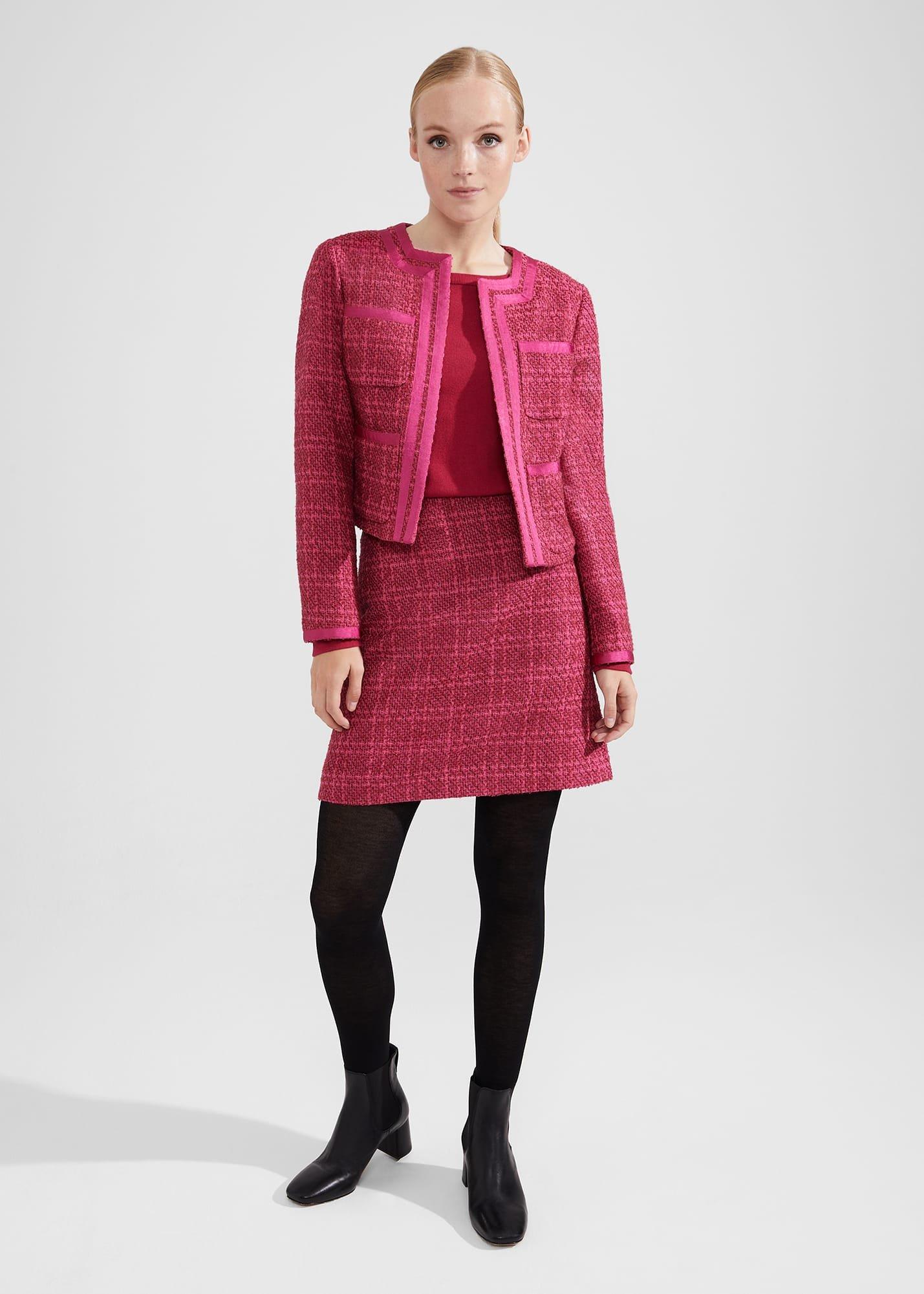 Ramona Tweed Jacket, Berry, hi-res