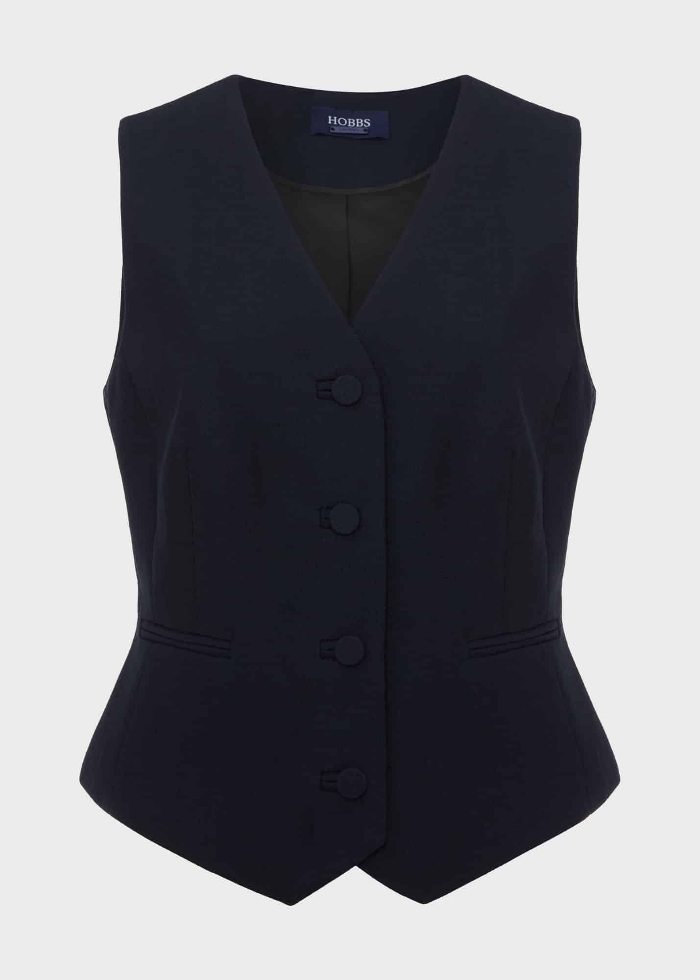 Diana Wool Waistcoat, Black, hi-res