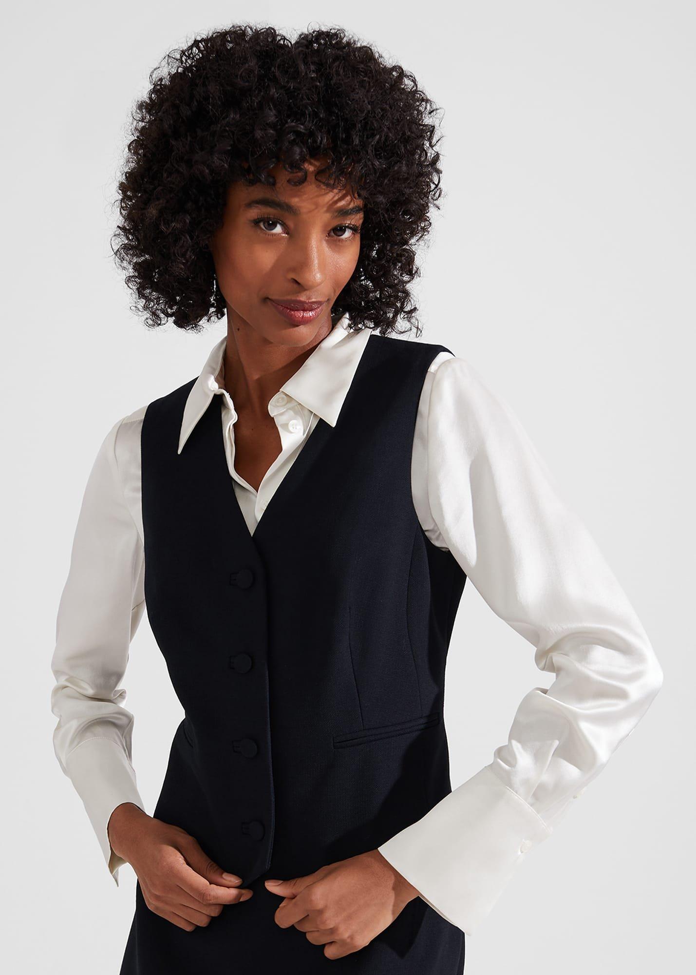 Diana Wool Waistcoat, Black, hi-res