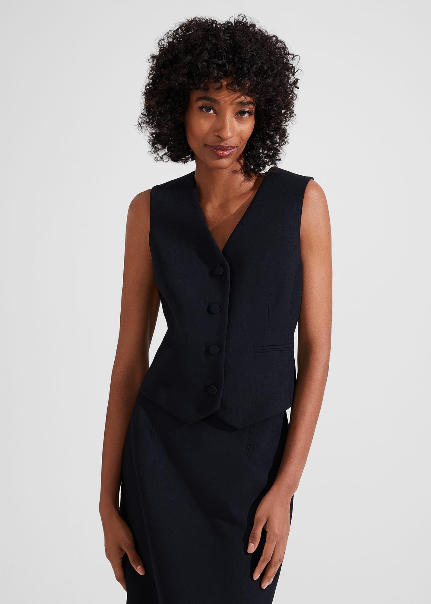 Diana Wool Waistcoat, Black, hi-res