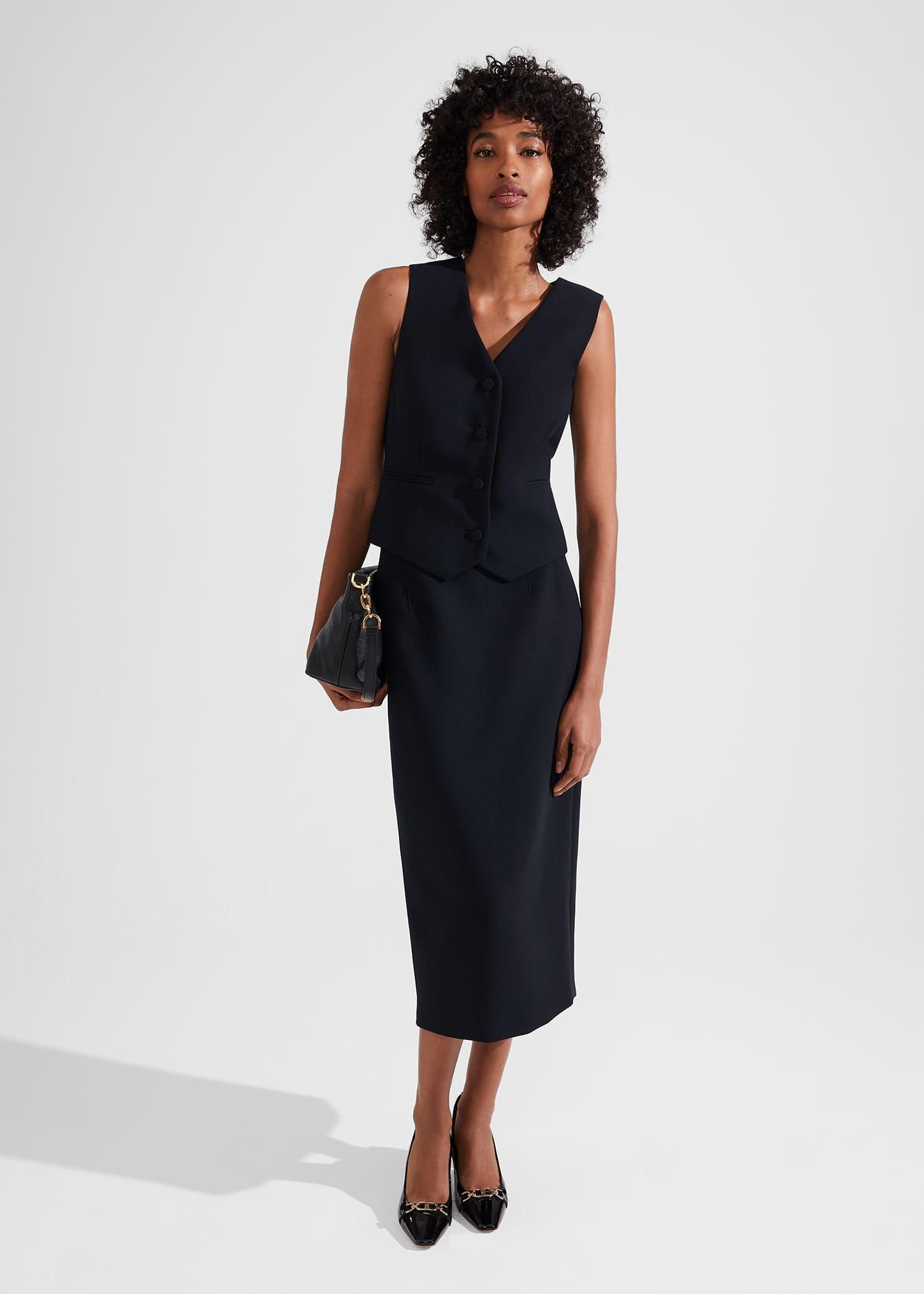 Diana Wool Waistcoat, Black, hi-res