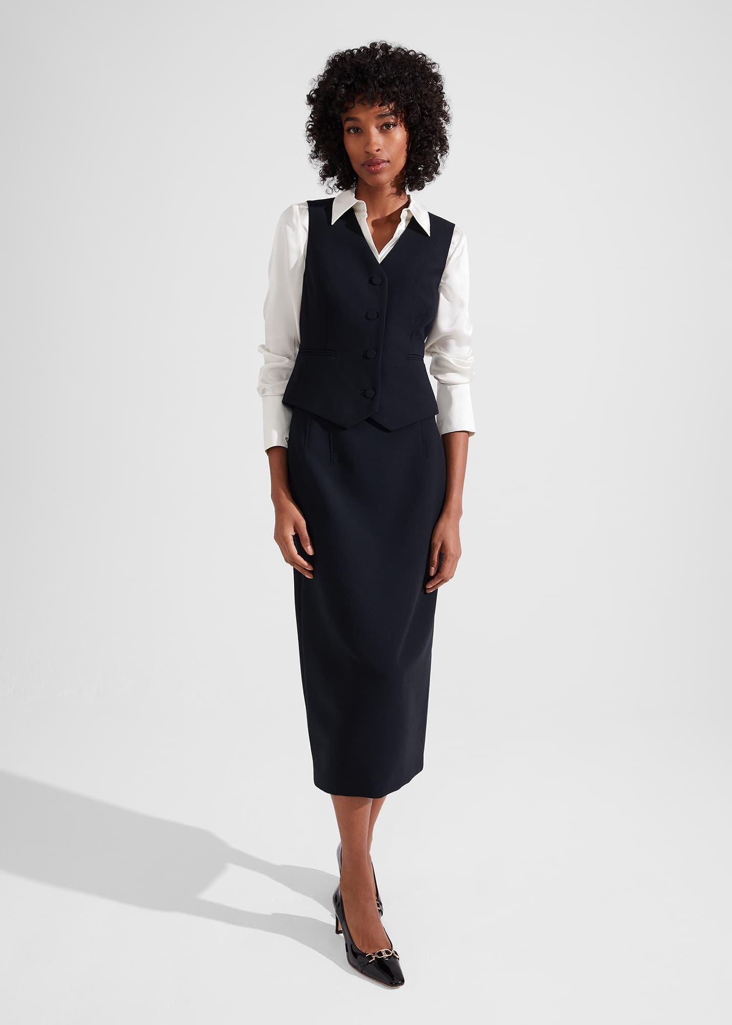 Diana Wool Waistcoat, Black, hi-res