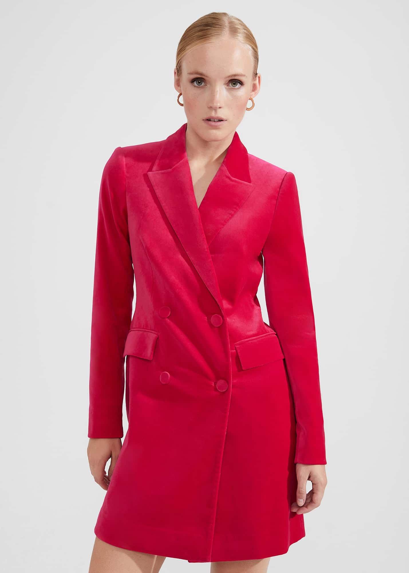Wren Velvet Blazer Dress, Bright Pink, hi-res