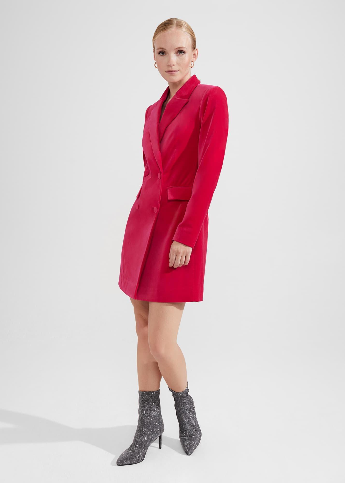 Wren Velvet Blazer Dress, Bright Pink, hi-res