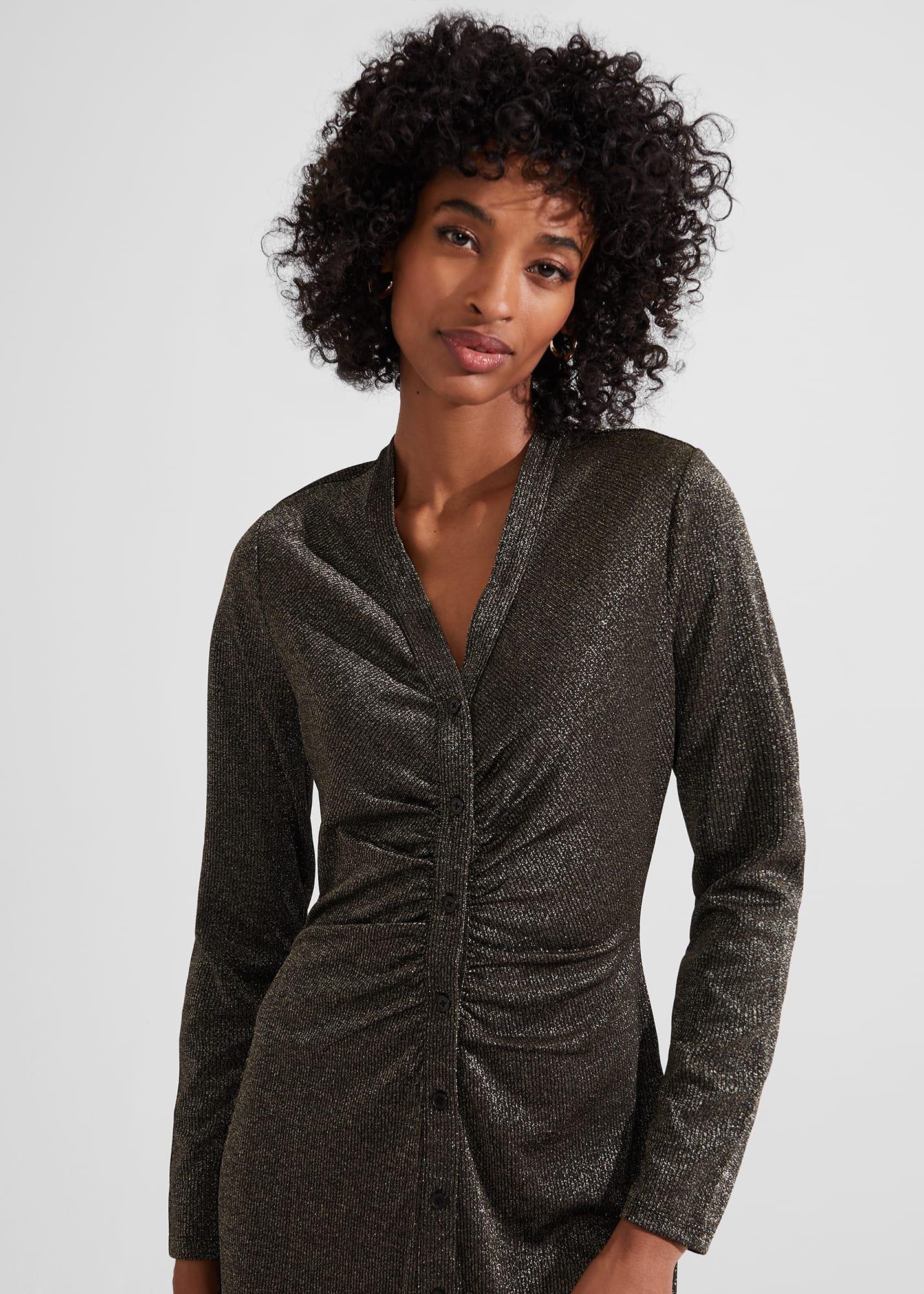 Hatty Jersey Dress, Gold, hi-res