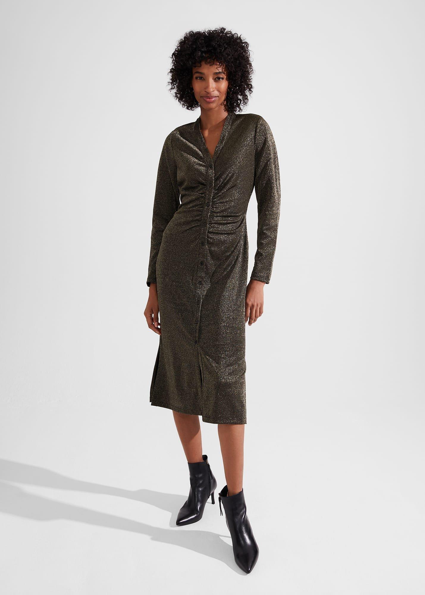 Hatty Jersey Dress, Gold, hi-res