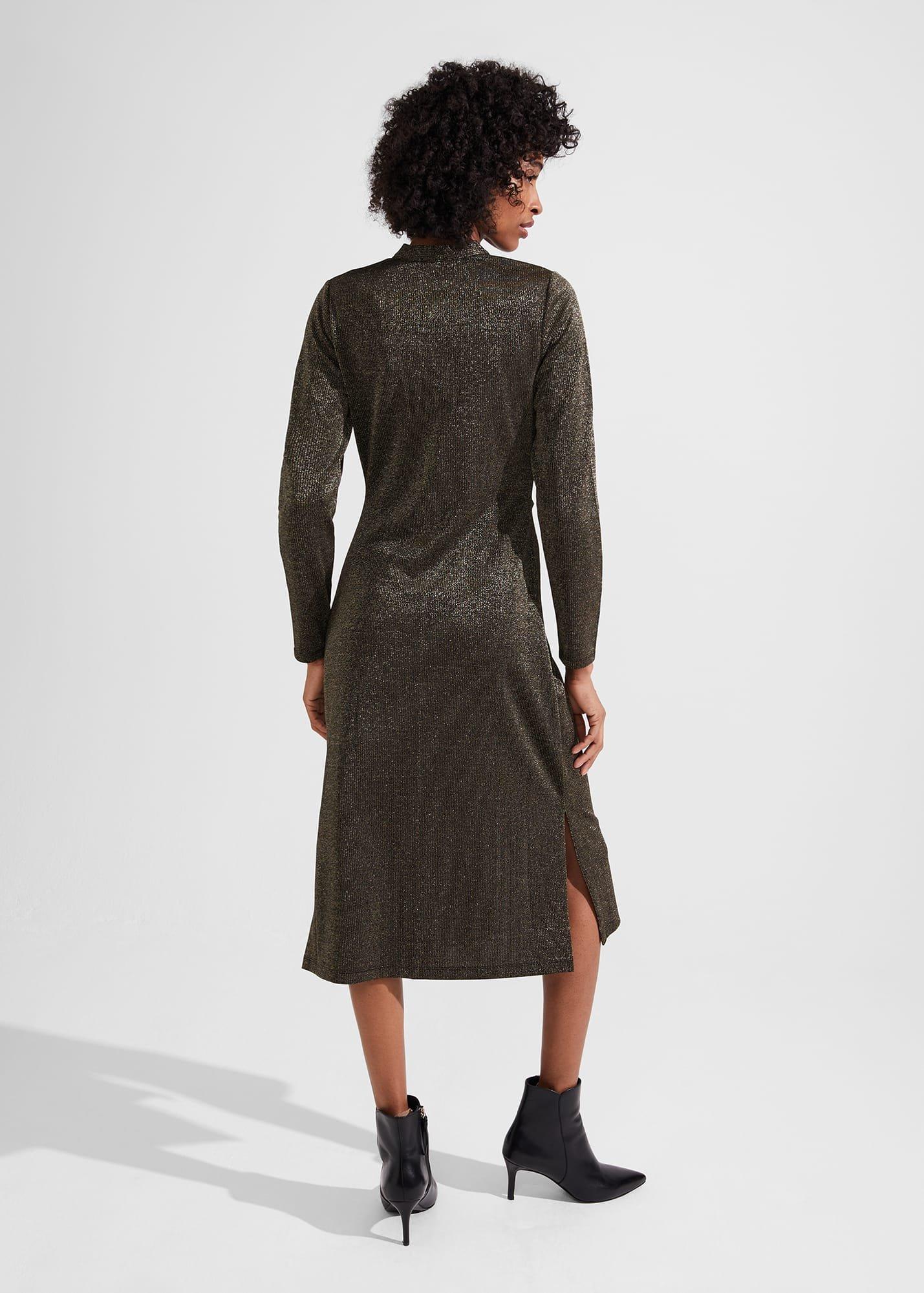 Hatty Jersey Dress, Gold, hi-res