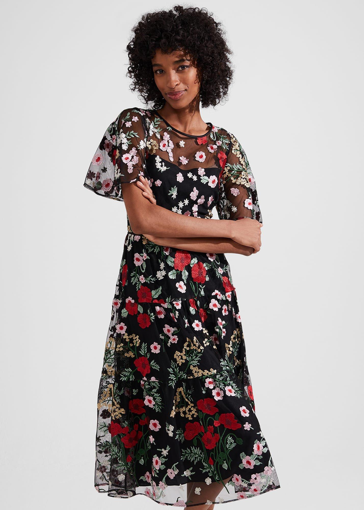 Dana Embroidered Dress, Black Multi, hi-res