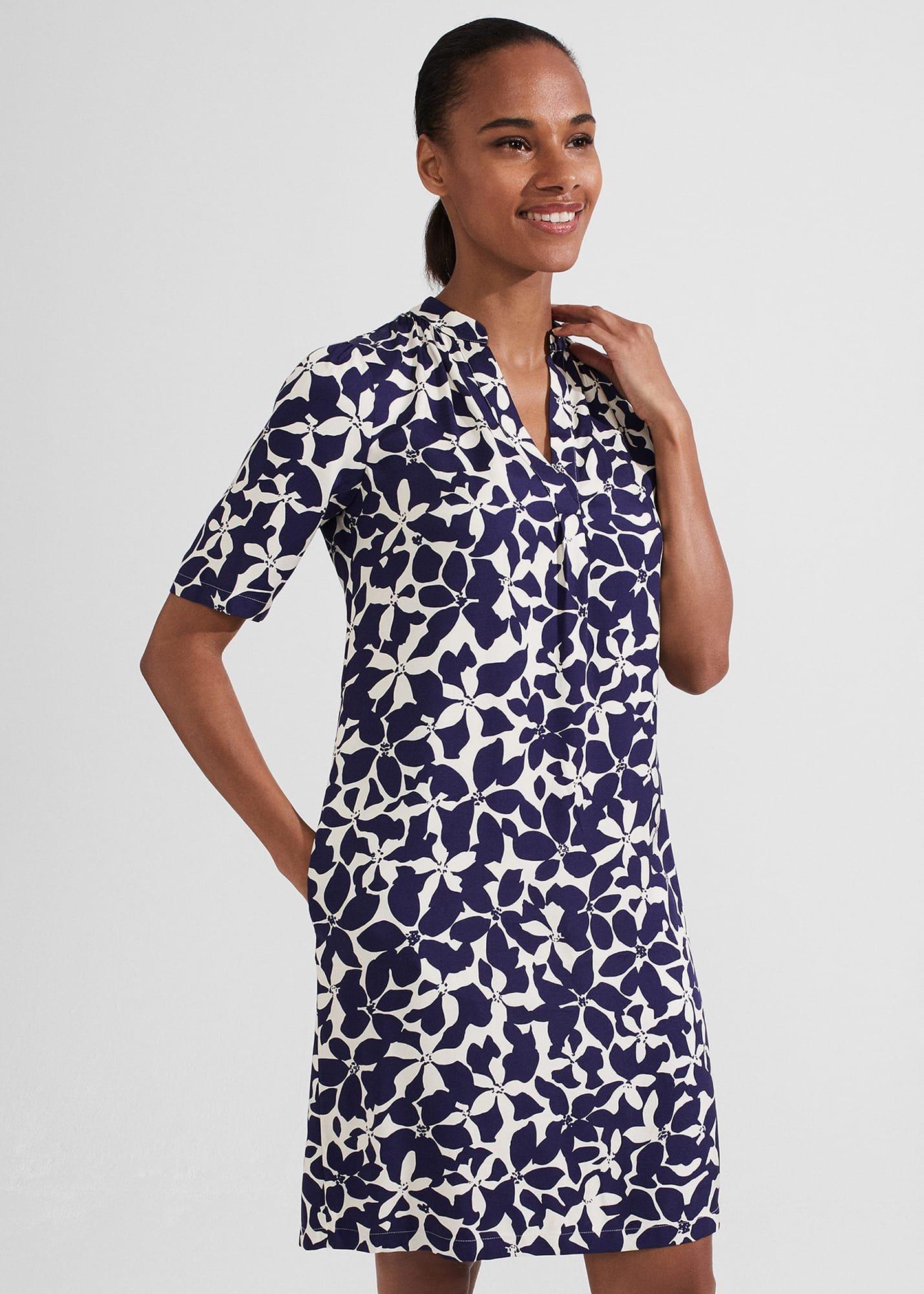 Lucille Tunic Dress, Navy Cream, hi-res