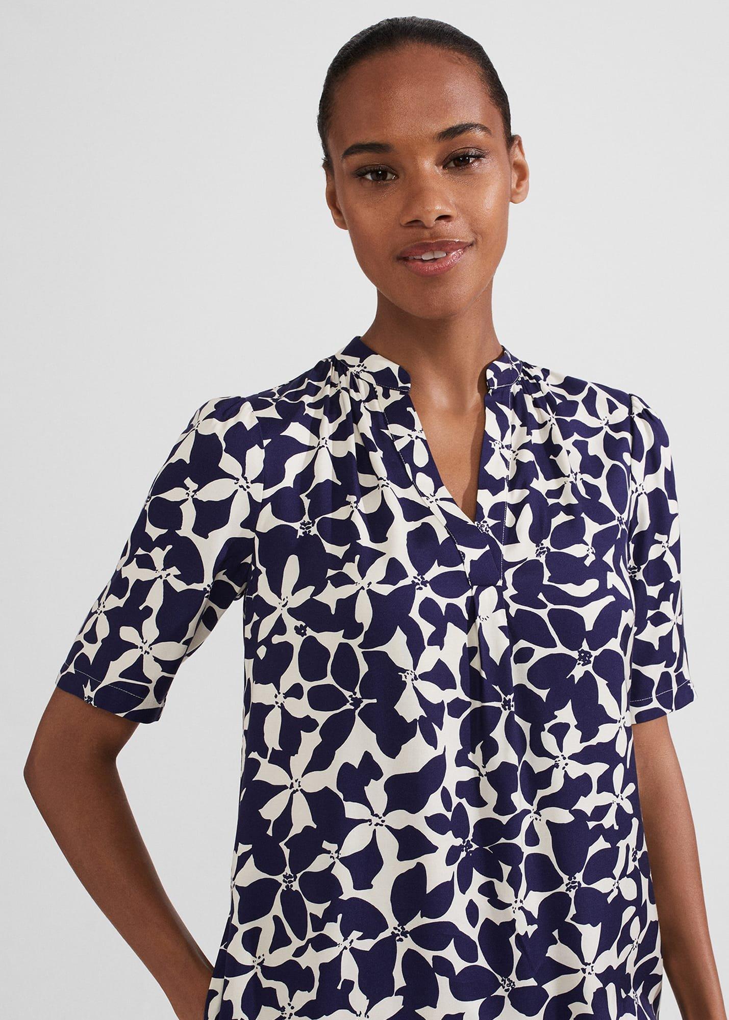 Lucille Tunic Dress, Navy Cream, hi-res