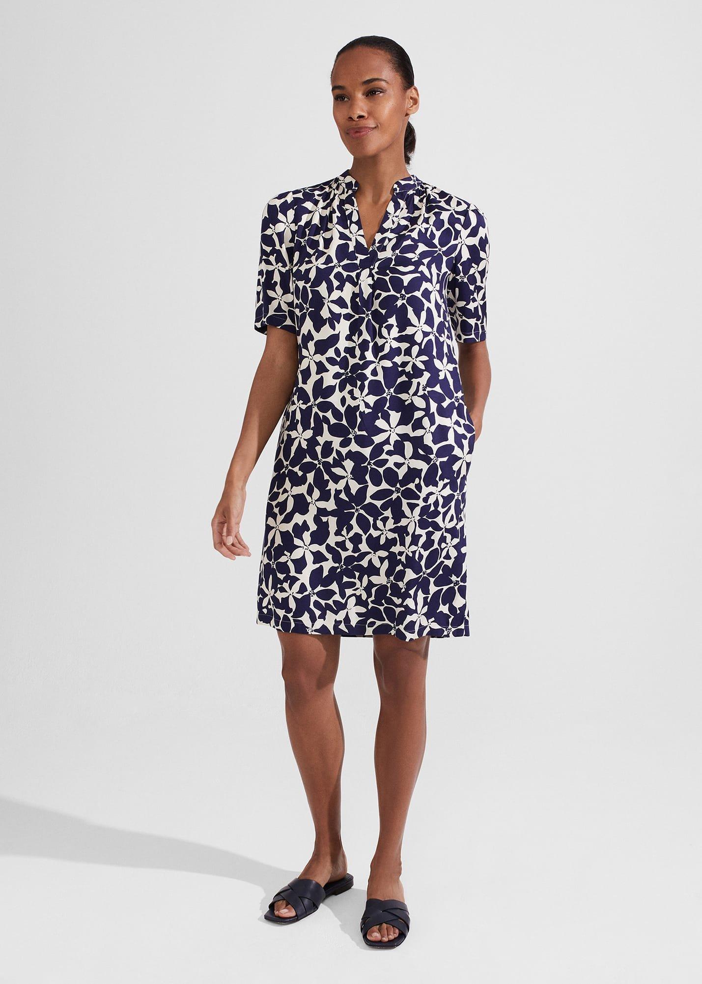 Lucille Tunic Dress, Navy Cream, hi-res