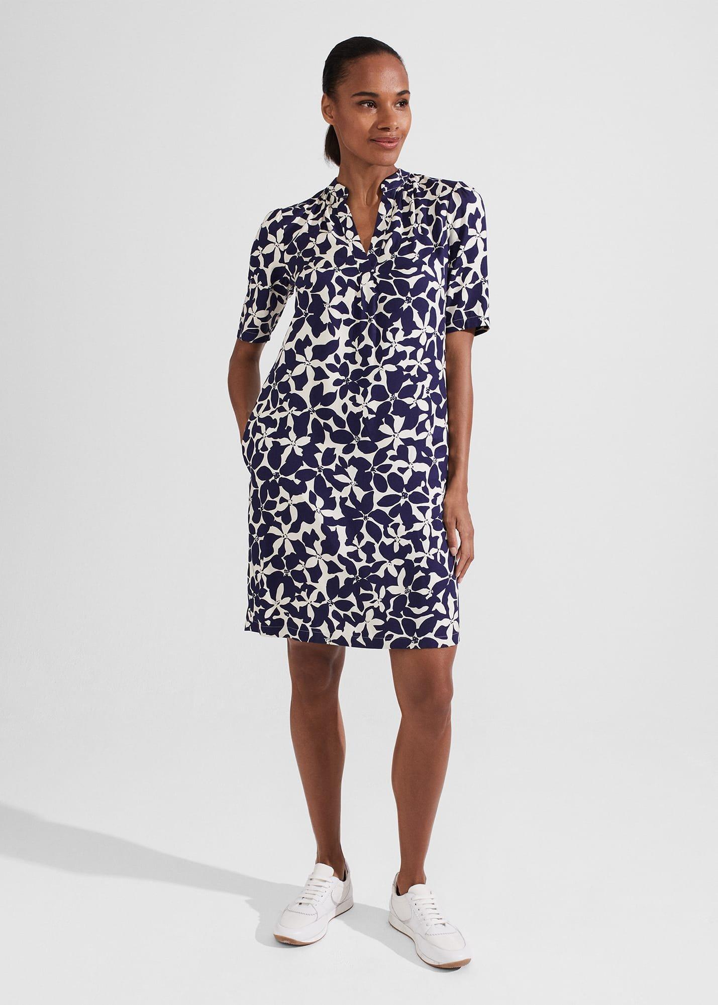 Lucille Tunic Dress, Navy Cream, hi-res