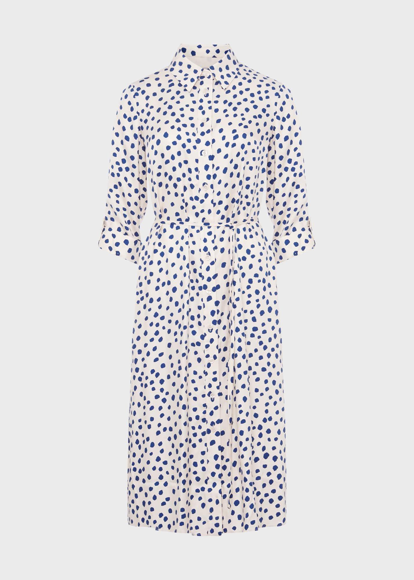 Cali Spot Shirt Dress, Ivory Deep Blue, hi-res